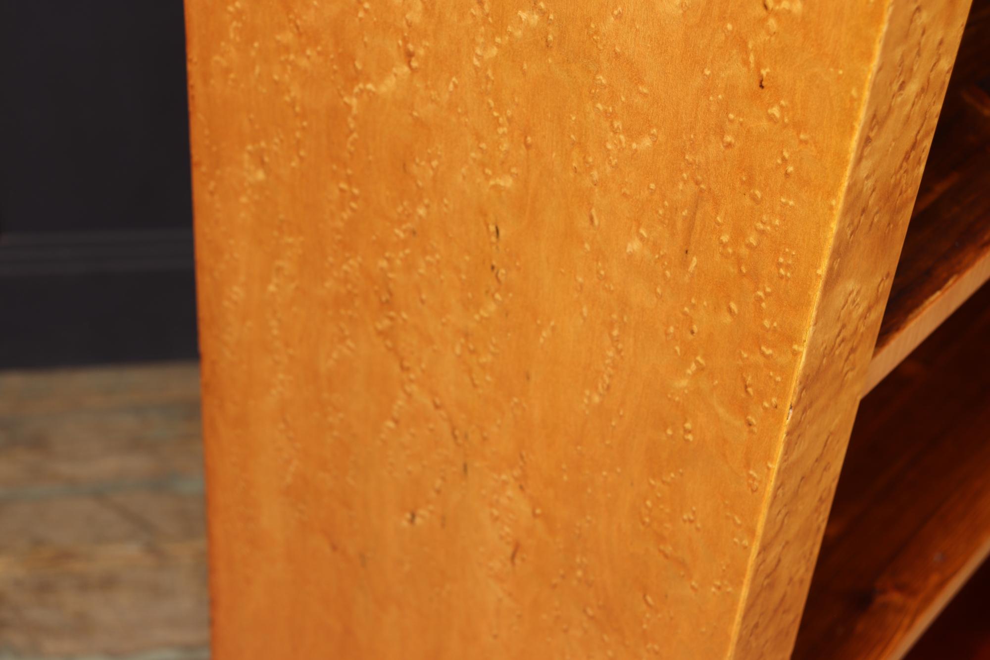 English Art Deco Open Bookcase in Birds Eye Maple 7