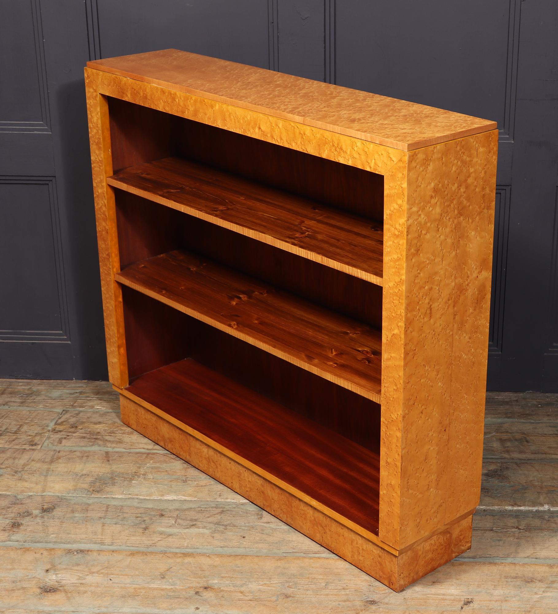 English Art Deco Open Bookcase in Birds Eye Maple 9