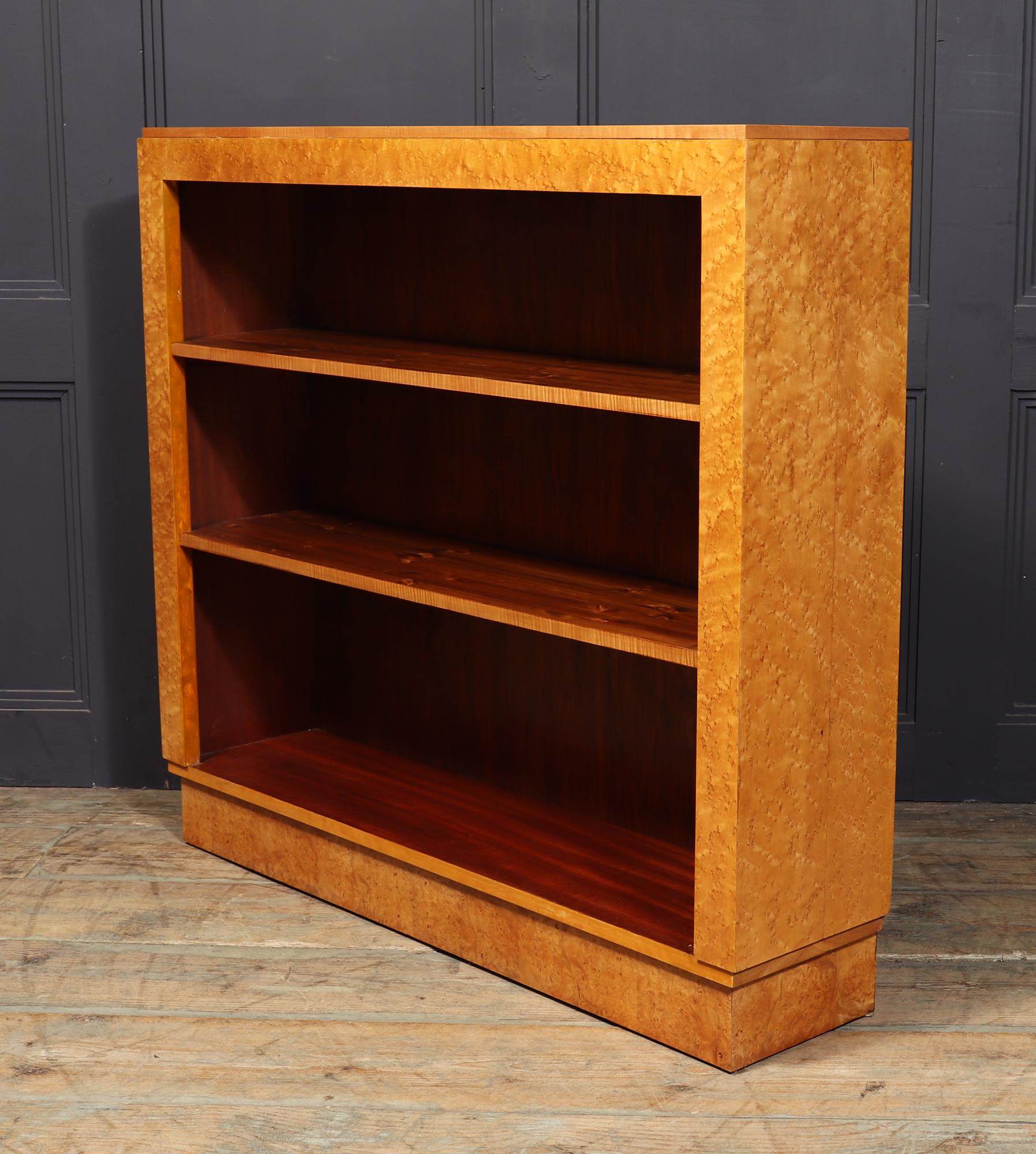 English Art Deco Open Bookcase in Birds Eye Maple 10