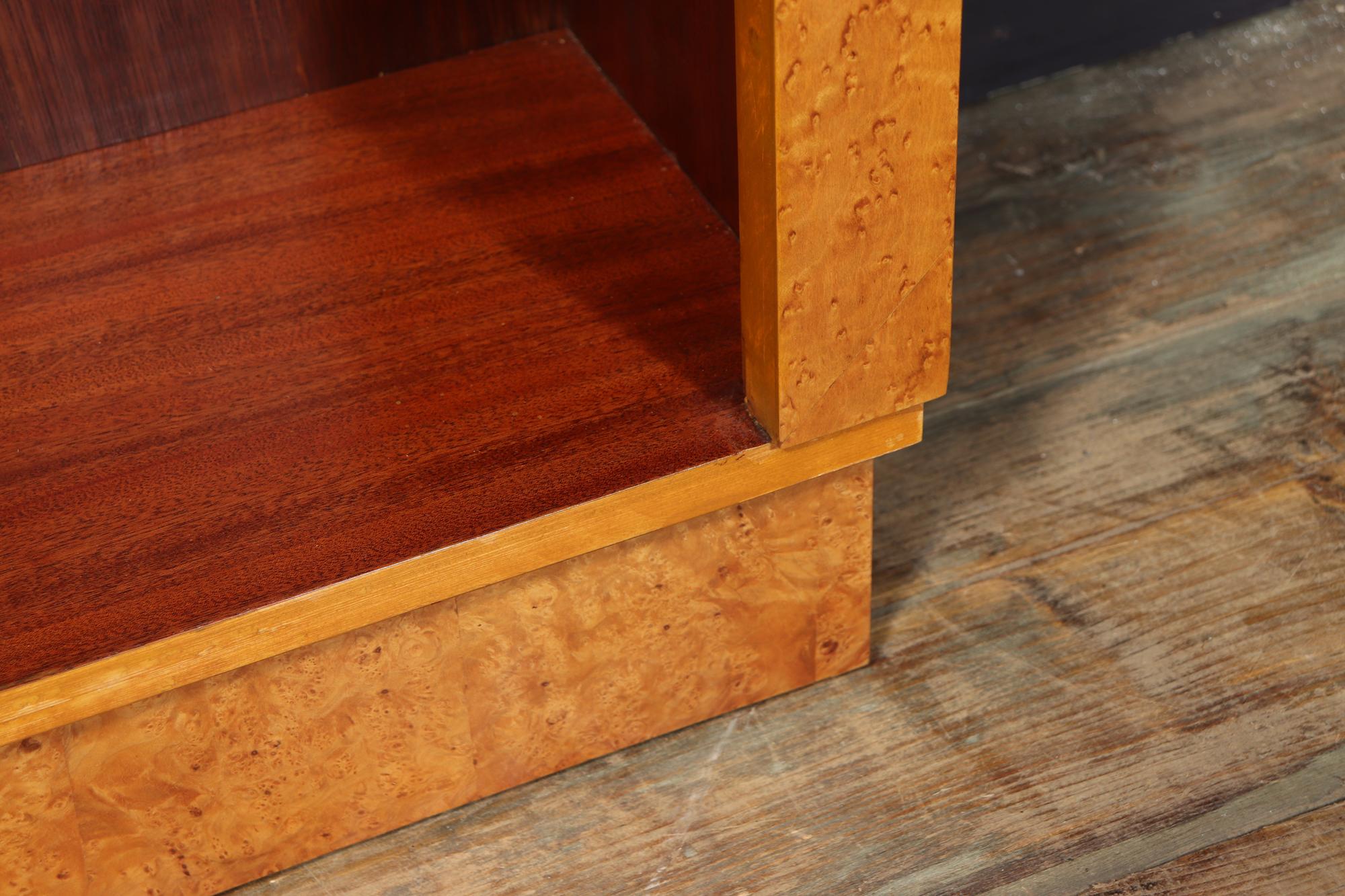 English Art Deco Open Bookcase in Birds Eye Maple 2