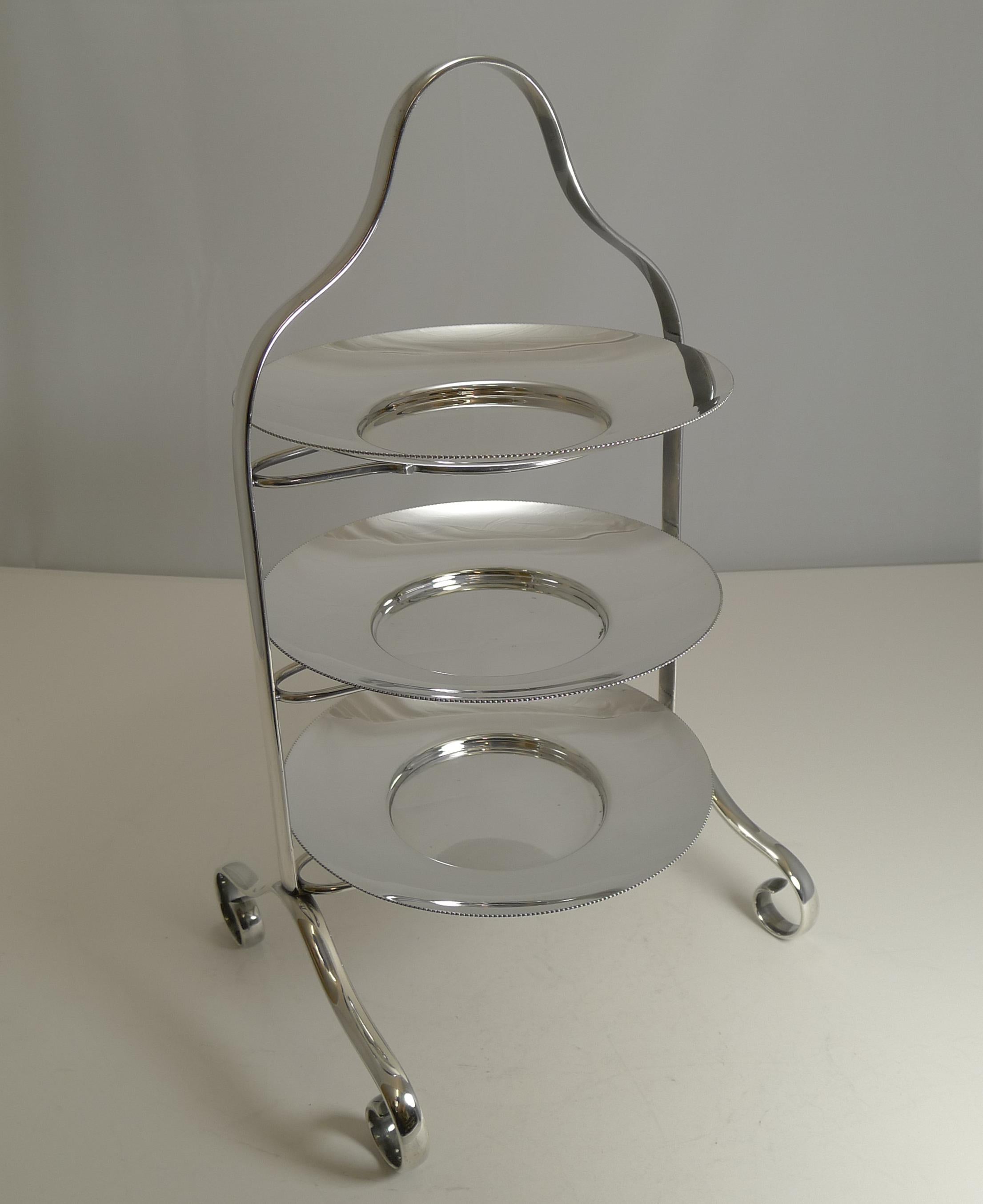 English Art Deco Period Silver Plated Cake Stand by Elkington, 1929 2