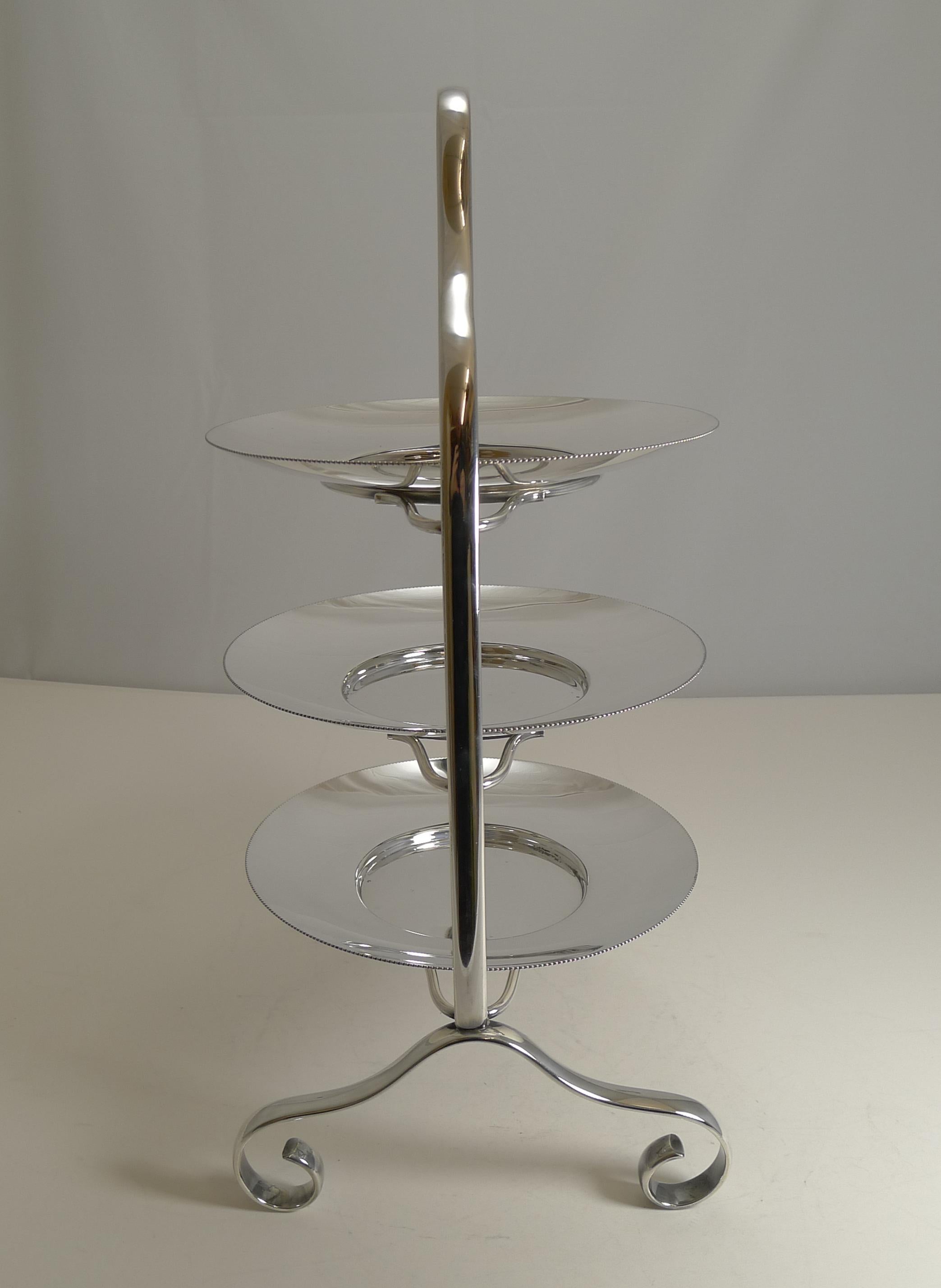 English Art Deco Period Silver Plated Cake Stand by Elkington, 1929 3