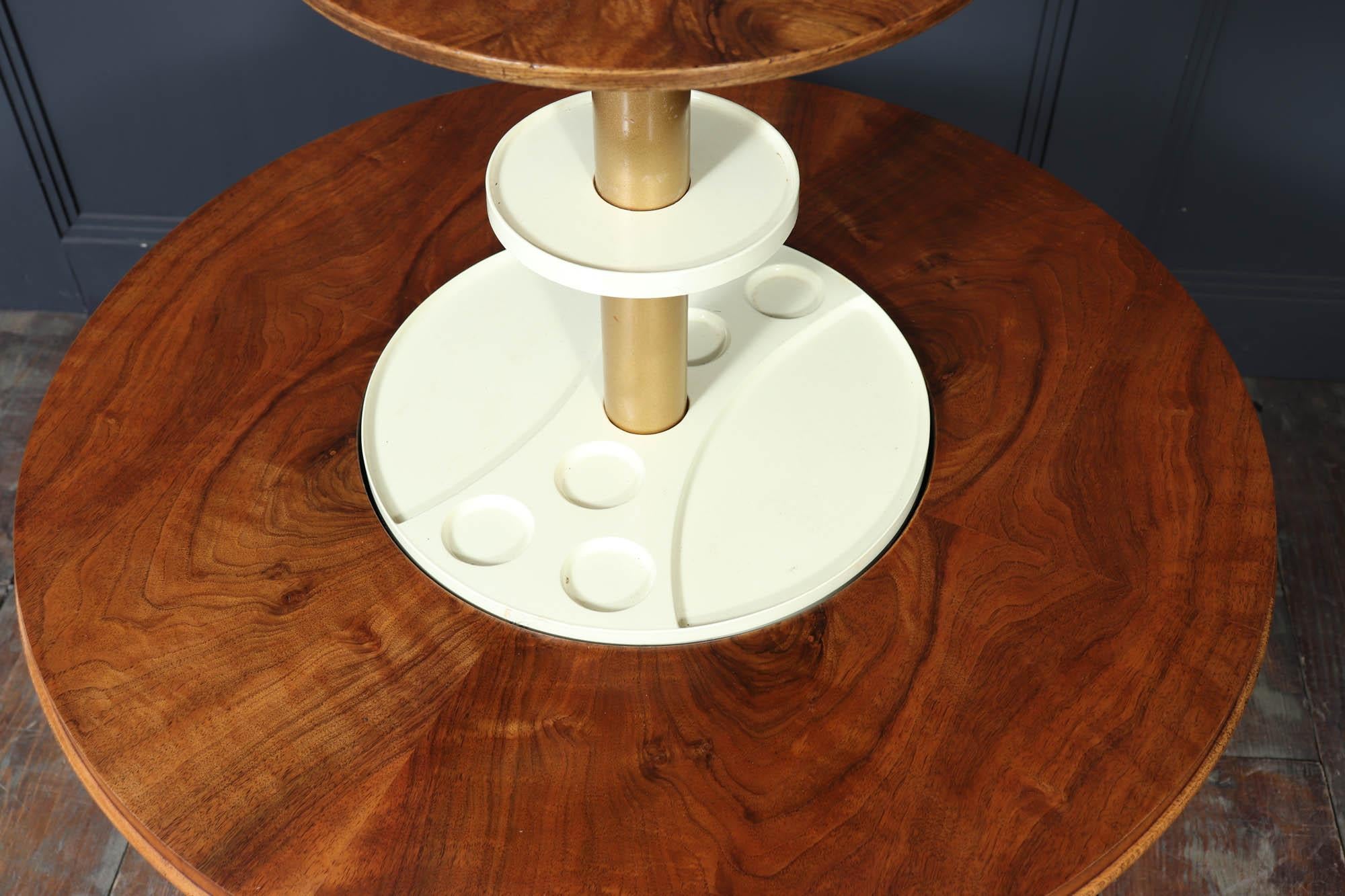 English Art Deco Pop-Up Cocktail Table in Walnut, 1930s For Sale 7