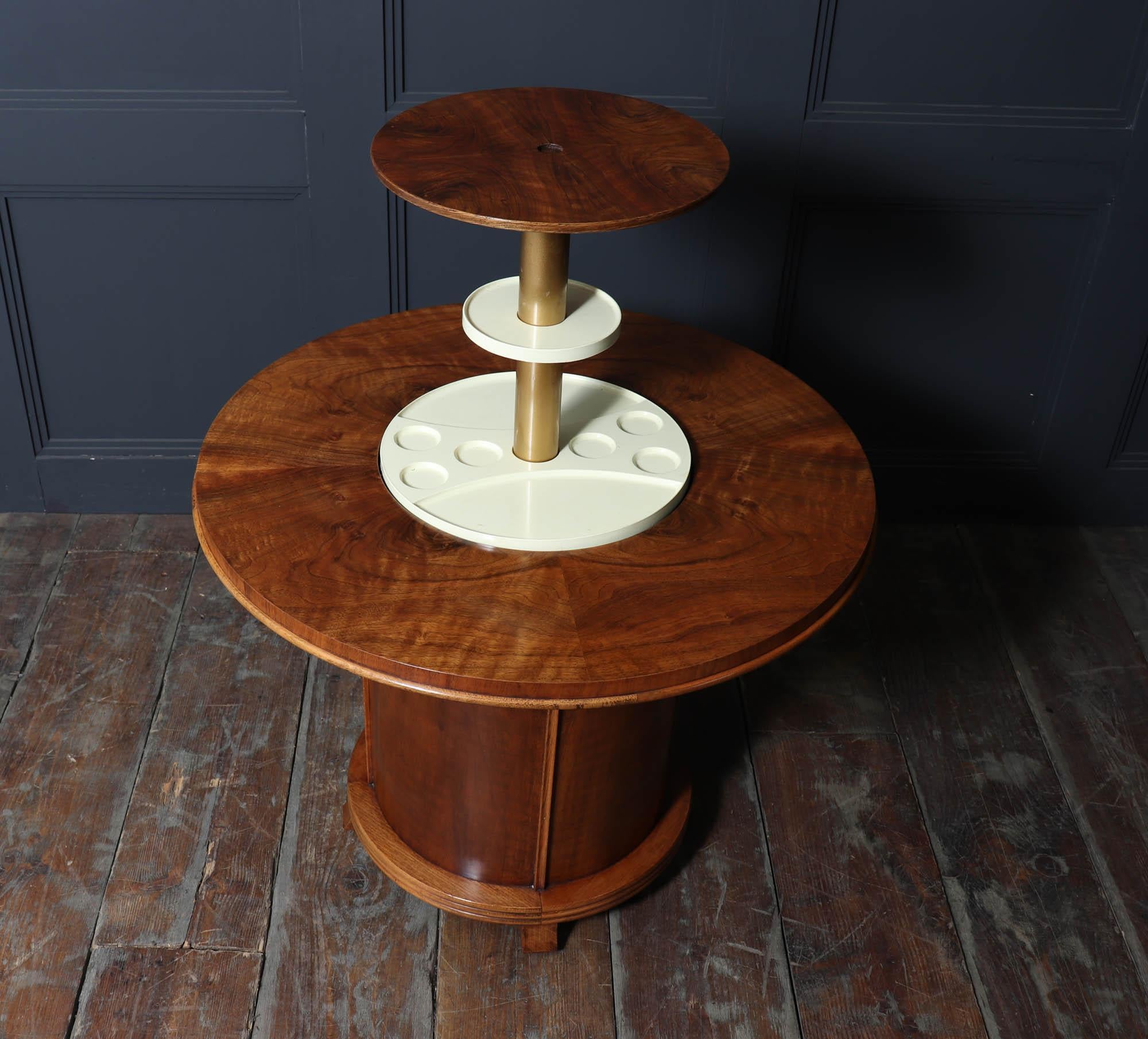 English Art Deco Pop-Up Cocktail Table in Walnut, 1930s For Sale 8