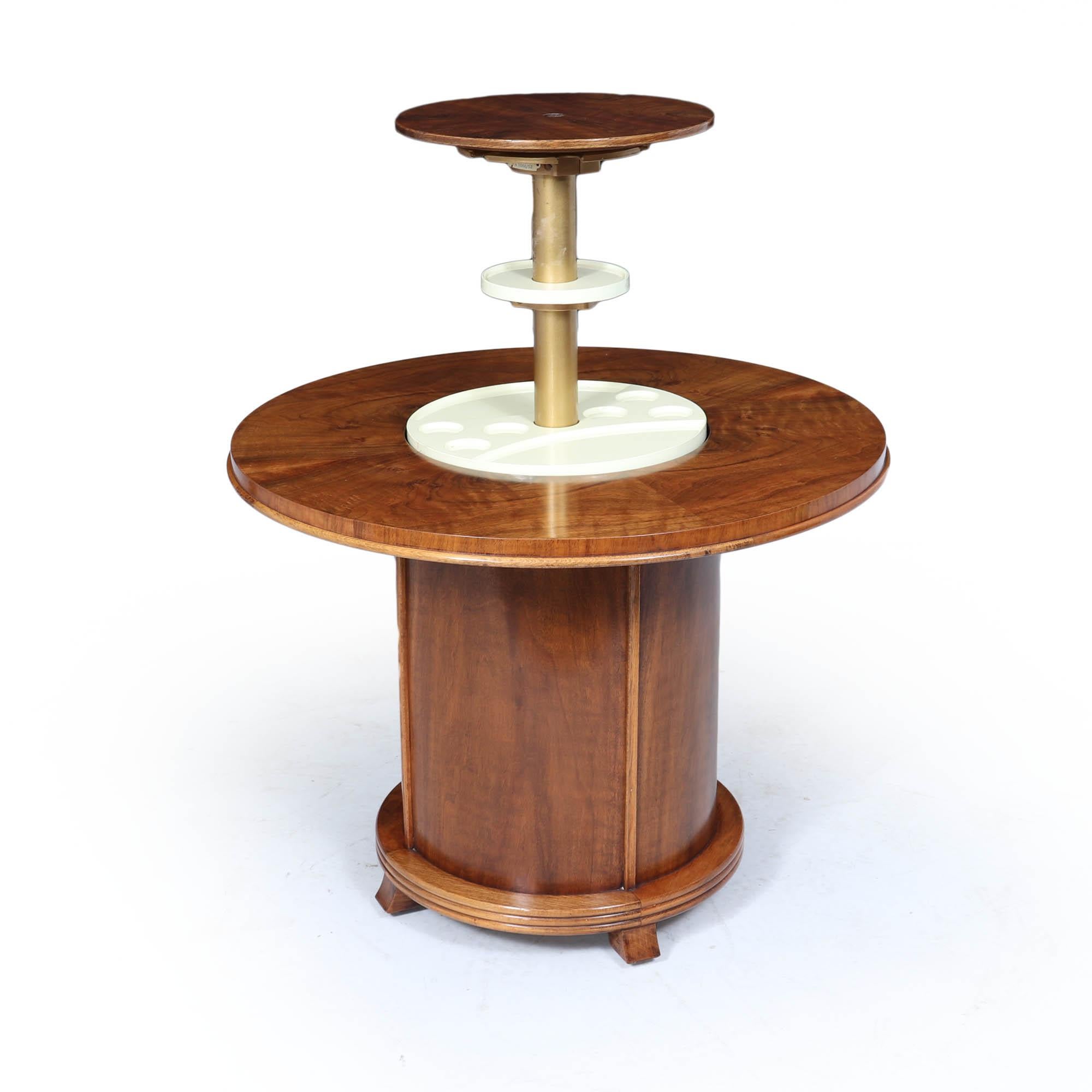 English Art Deco Pop-Up Cocktail Table in Walnut, 1930s In Excellent Condition For Sale In Paddock Wood Tonbridge, GB