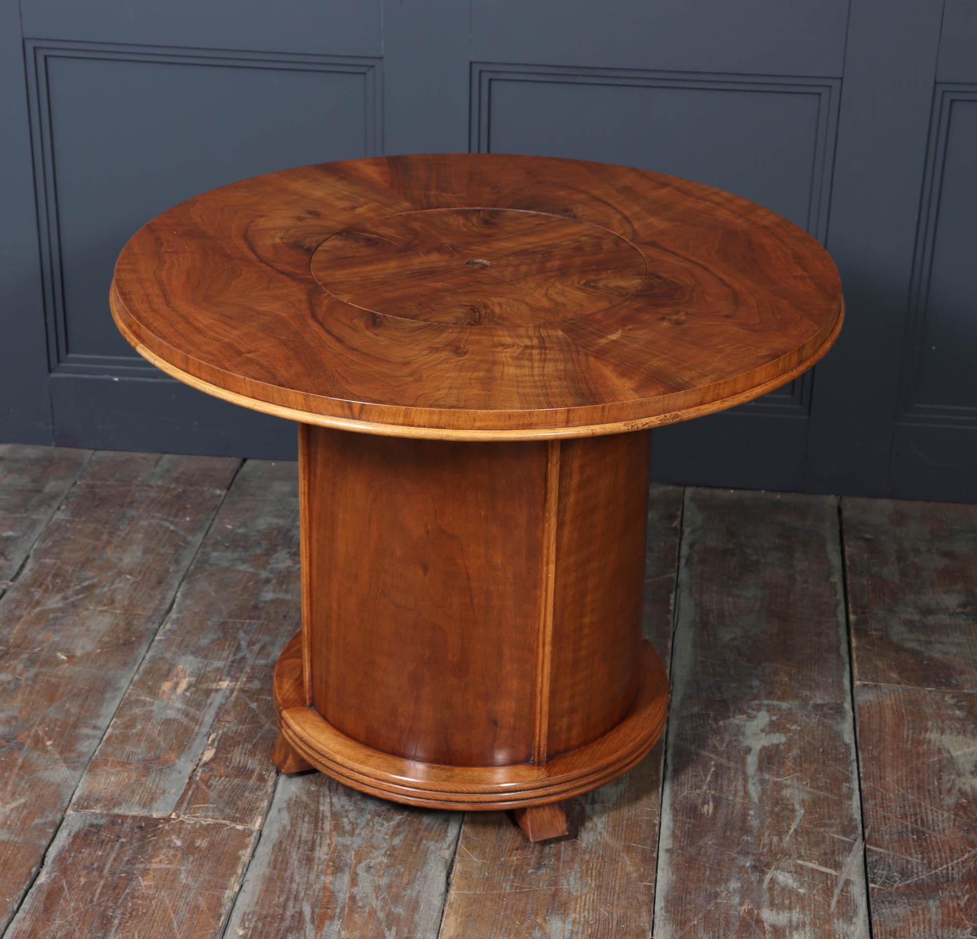 English Art Deco Pop-Up Cocktail Table in Walnut, 1930s For Sale 2