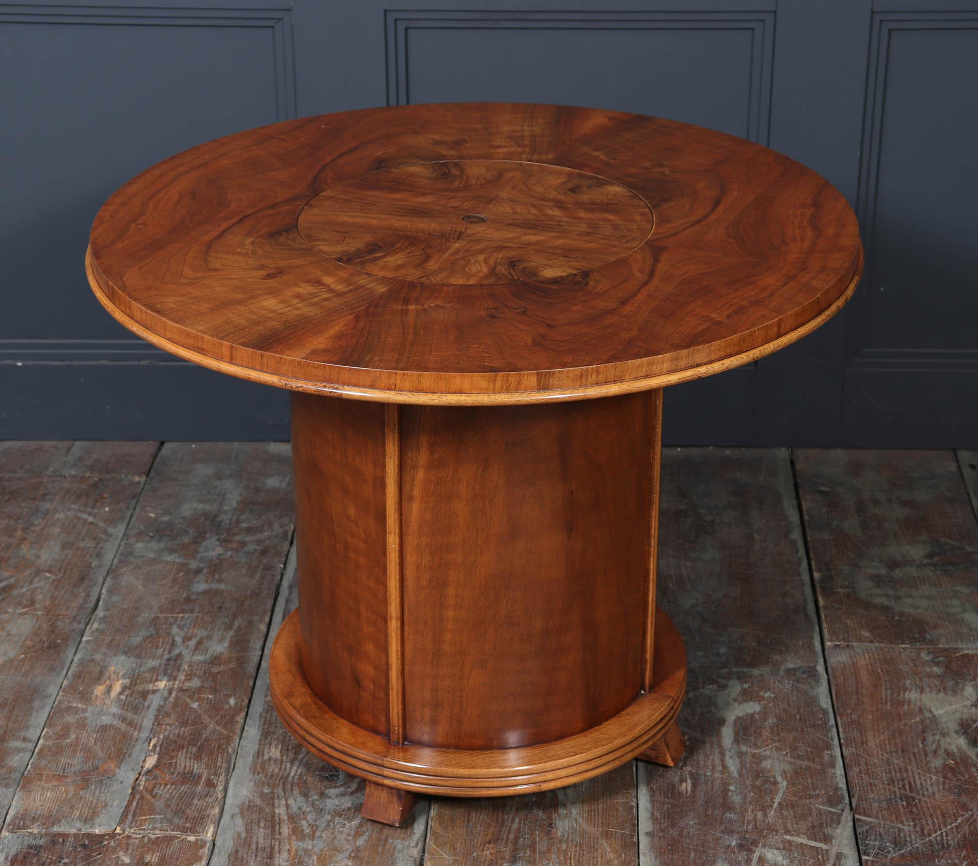 English Art Deco Pop-Up Cocktail Table in Walnut, 1930s For Sale 3