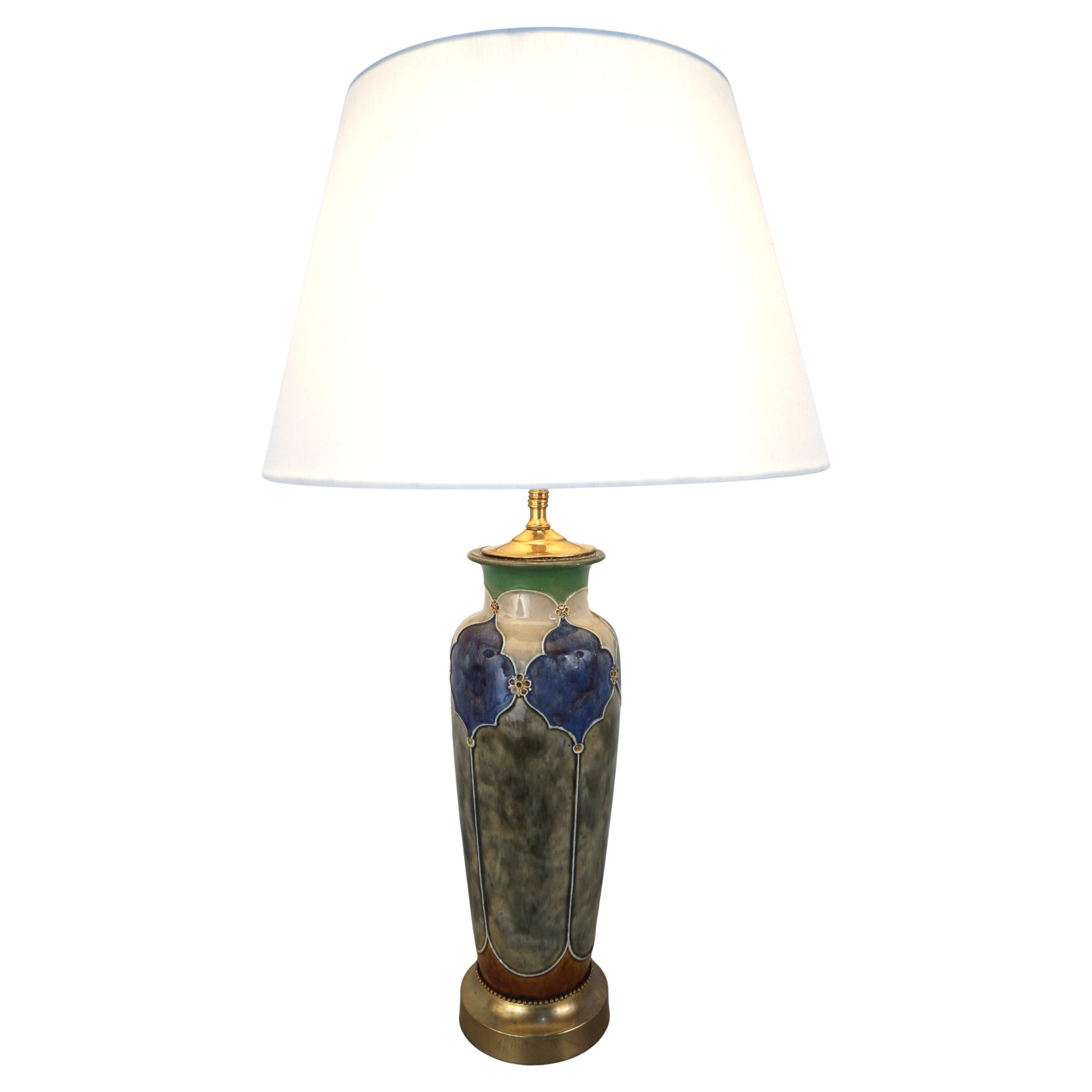 English Art Deco Pottery Table Lamp