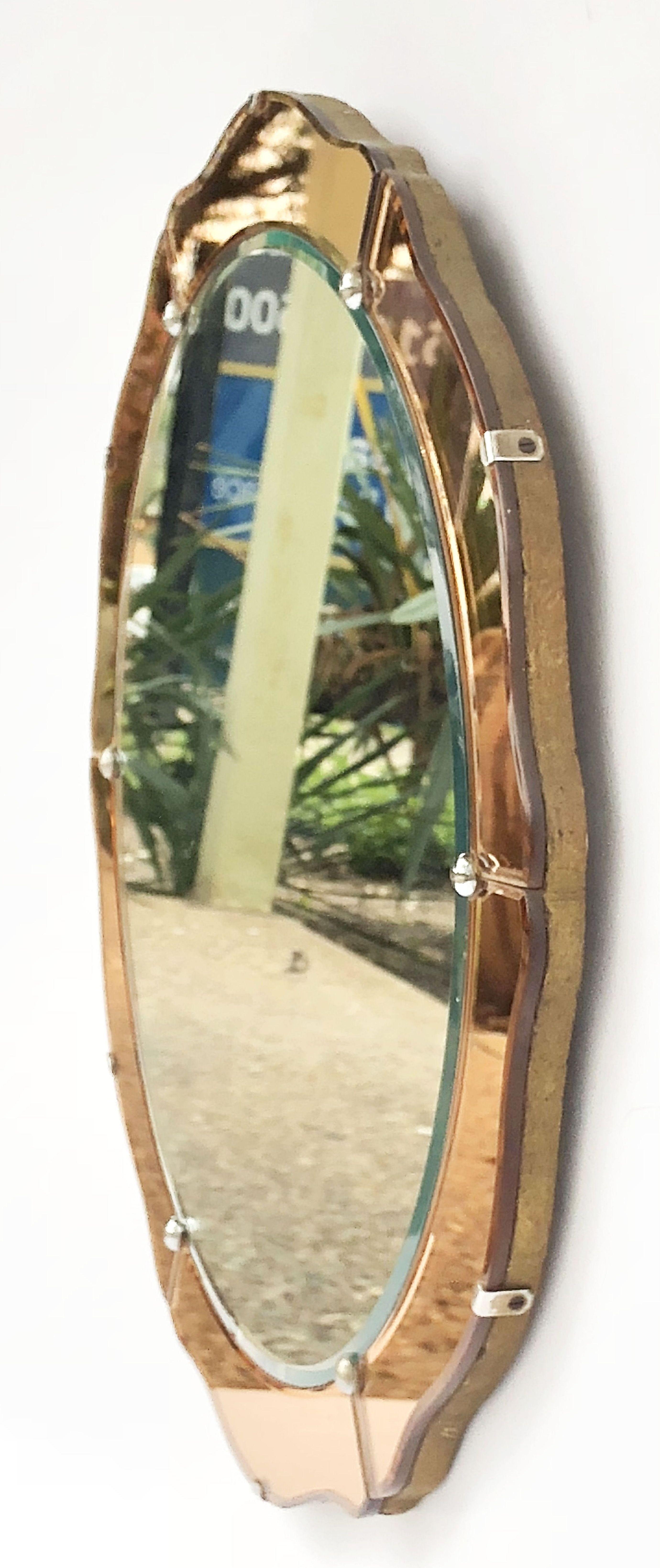 English Art Deco Round Mirror with Copper Glass (Diameter 19 3/4) 1