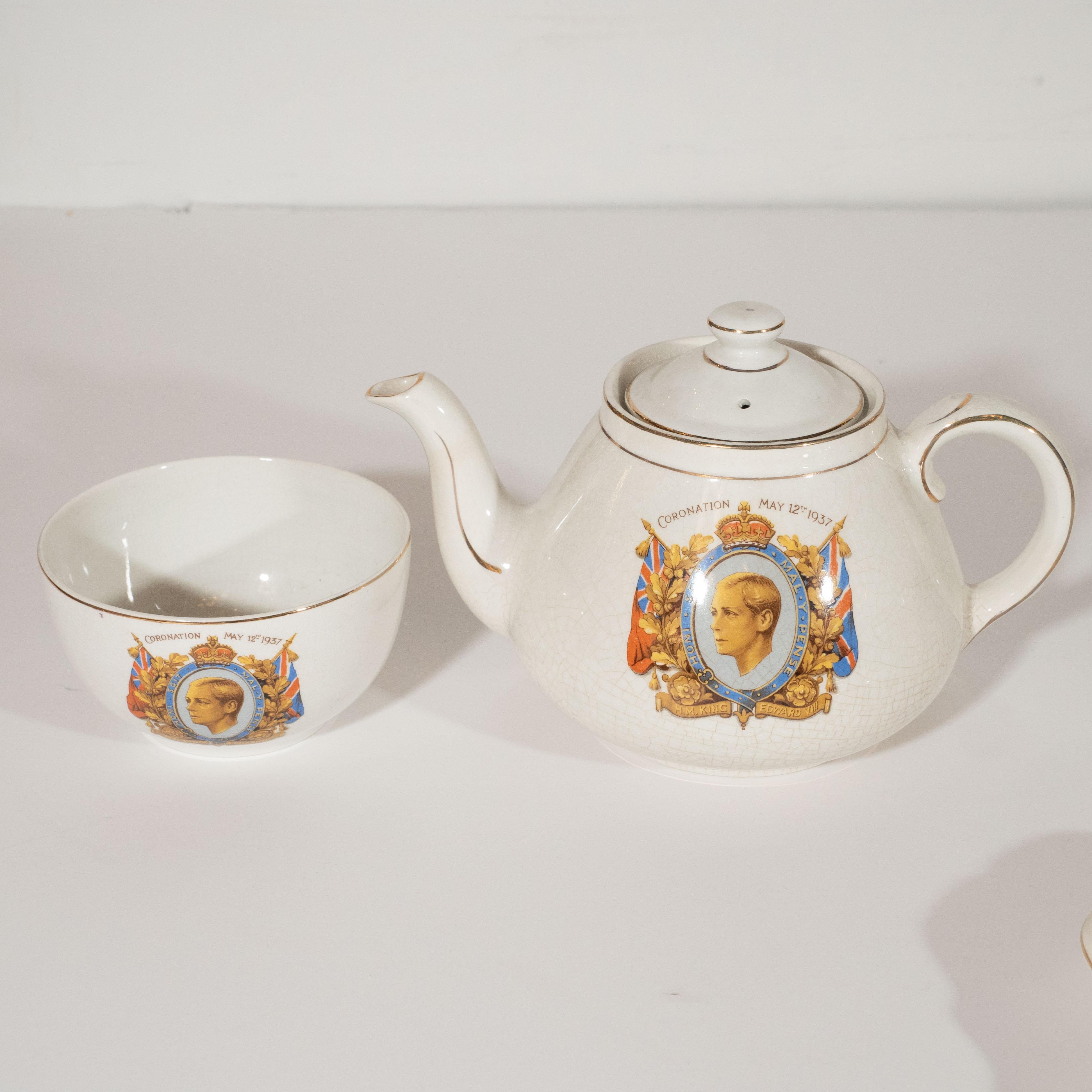 English Art Deco Royal Commemorative Porcelain Coronation Set For Sale 3
