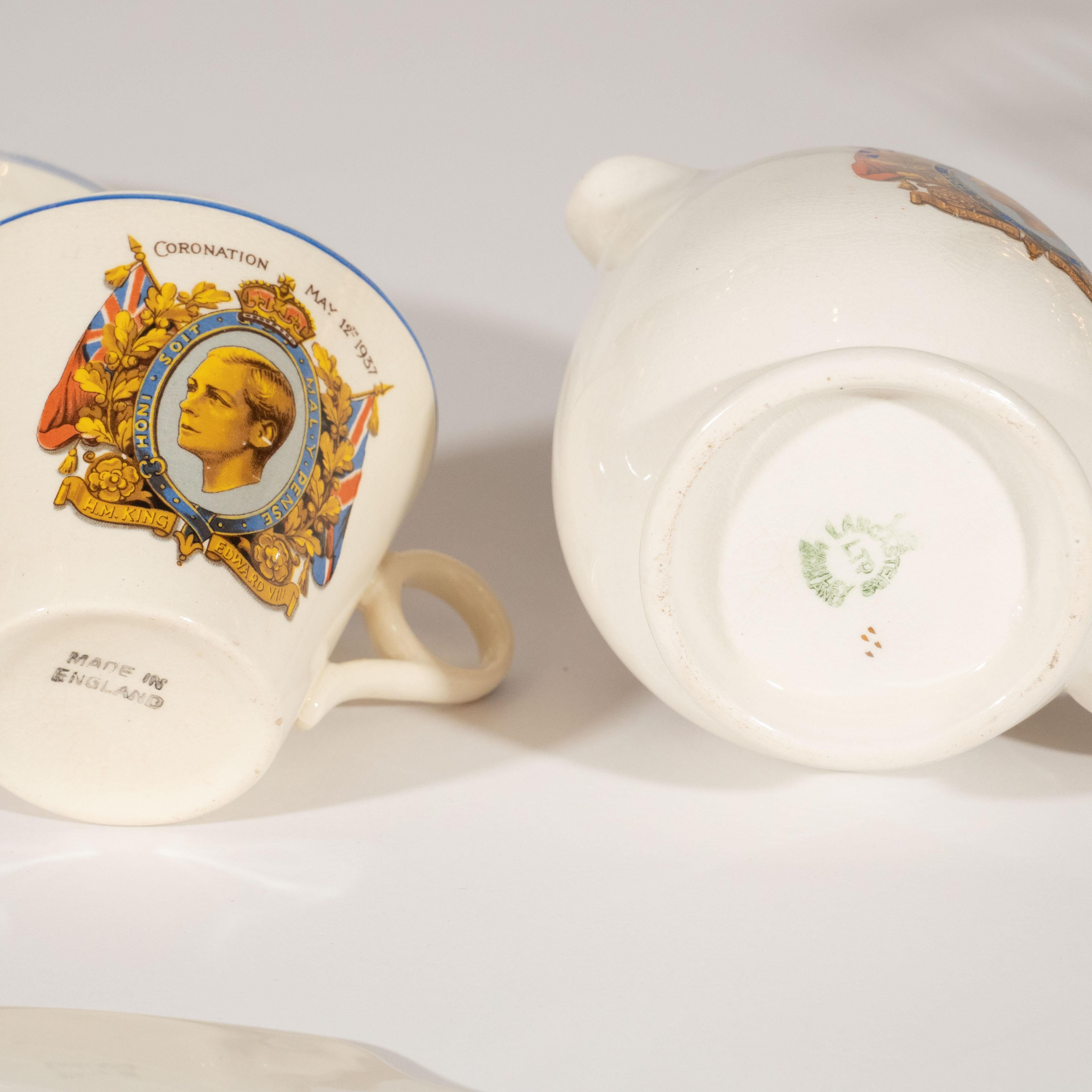 English Art Deco Royal Commemorative Porcelain Coronation Set For Sale 7