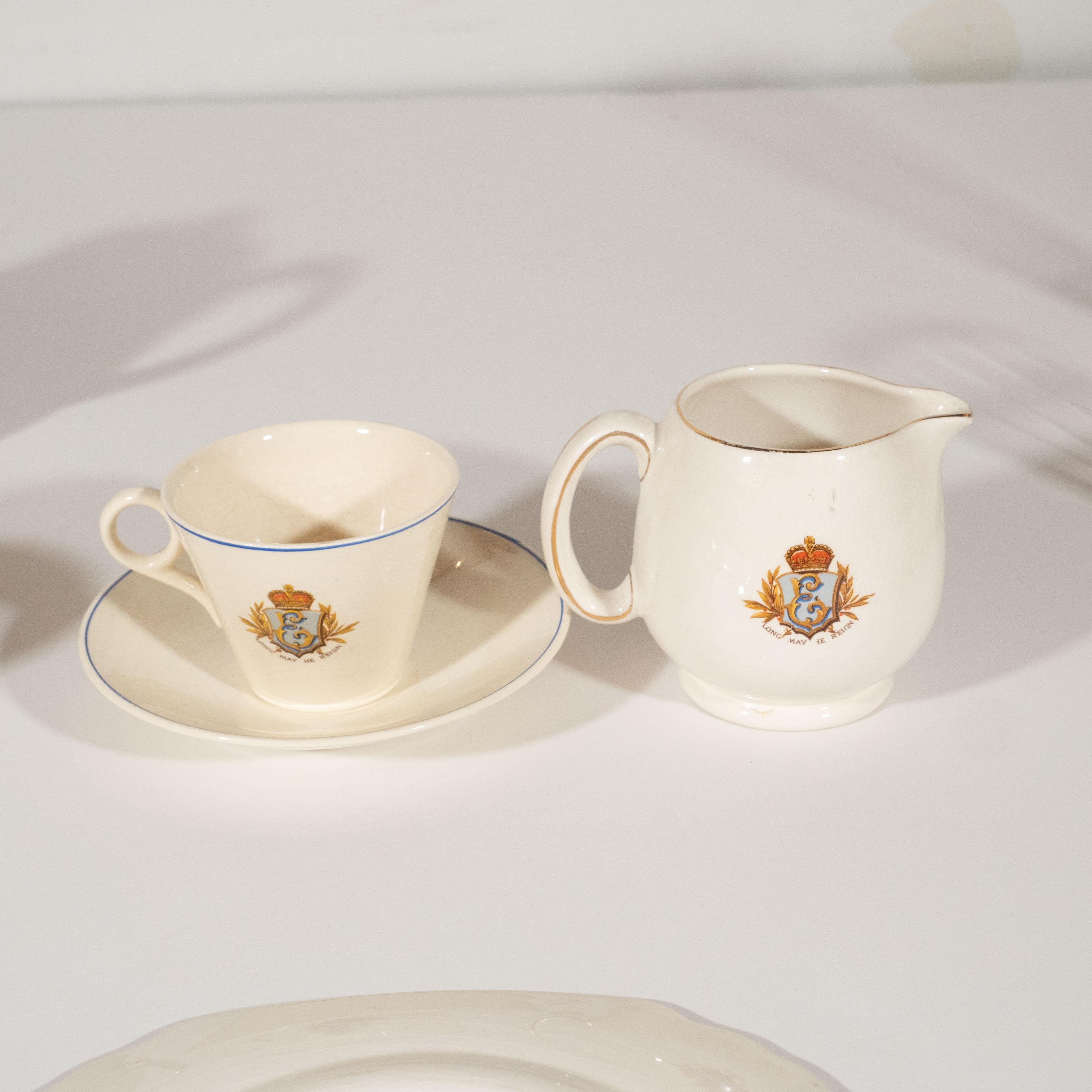 English Art Deco Royal Commemorative Porcelain Coronation Set For Sale 8