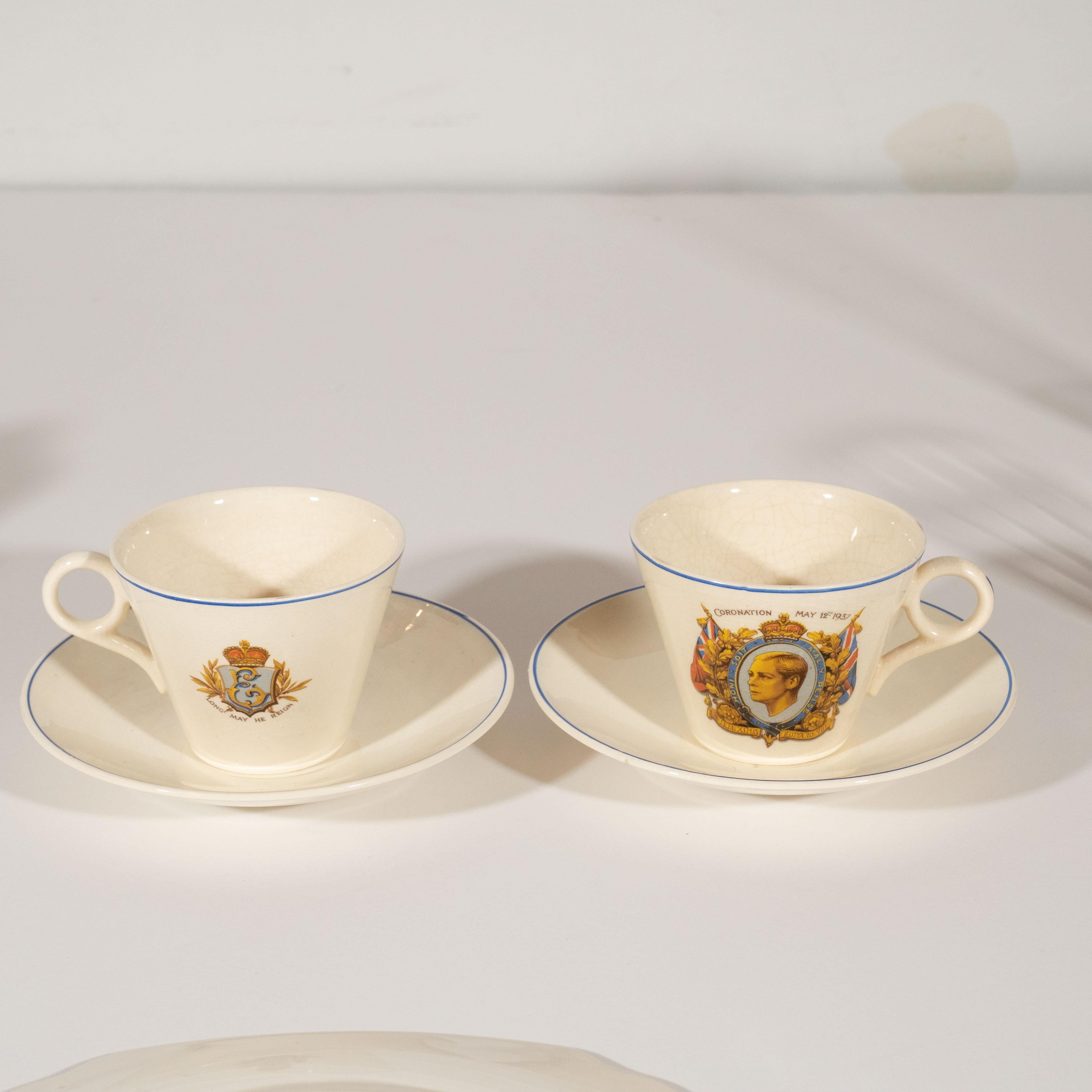 English Art Deco Royal Commemorative Porcelain Coronation Set For Sale 9
