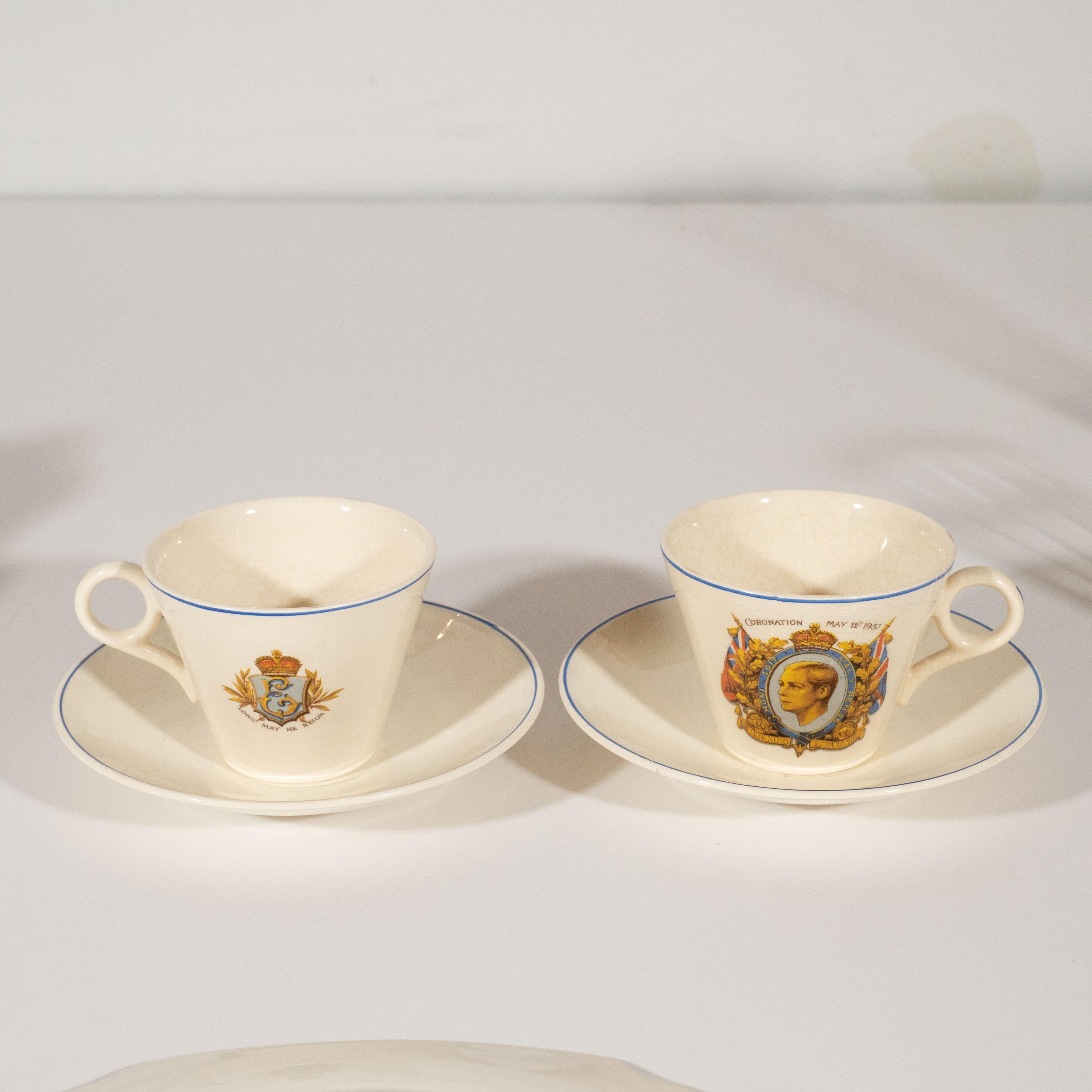 English Art Deco Royal Commemorative Porcelain Coronation Set For Sale 10