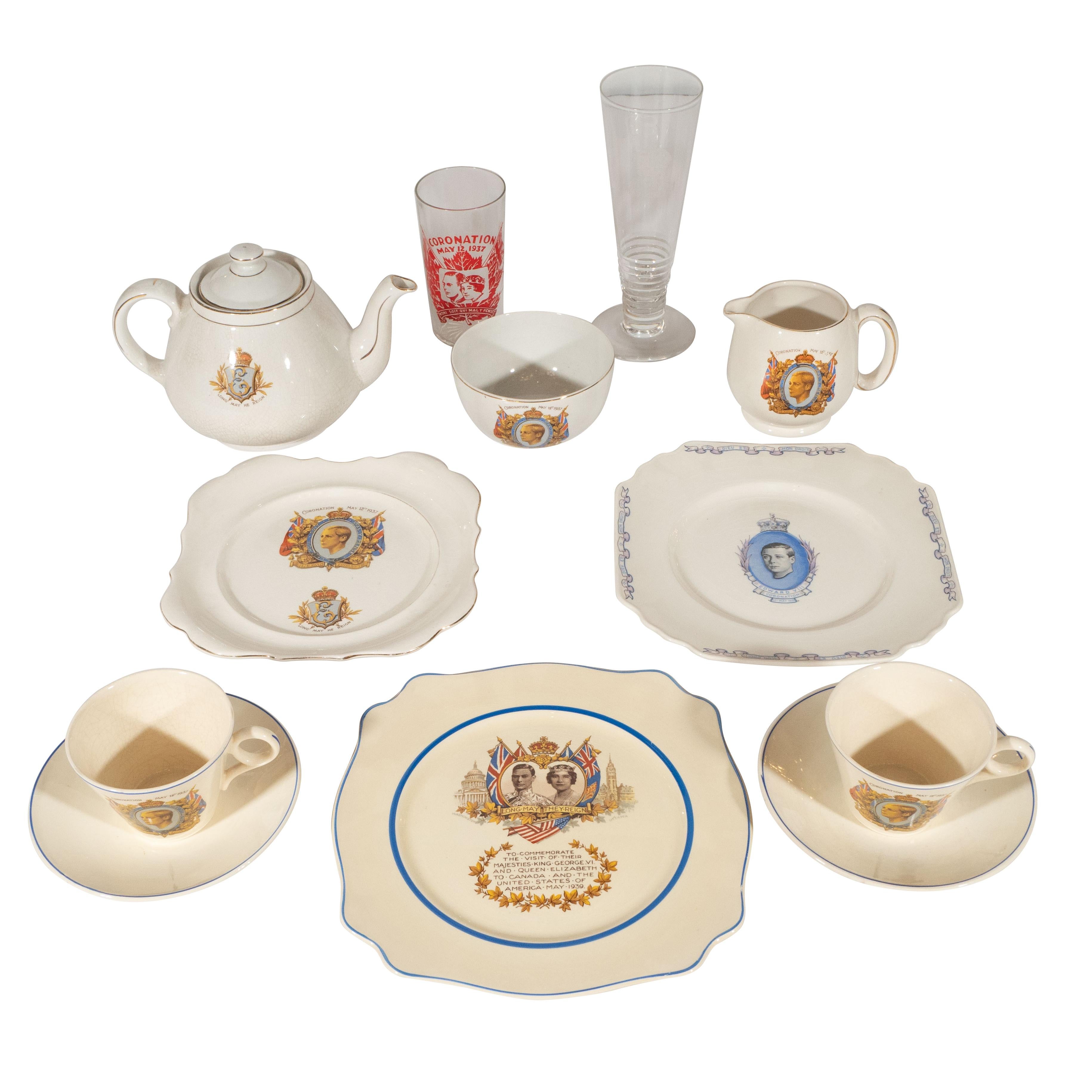 English Art Deco Royal Commemorative Porcelain Coronation Set