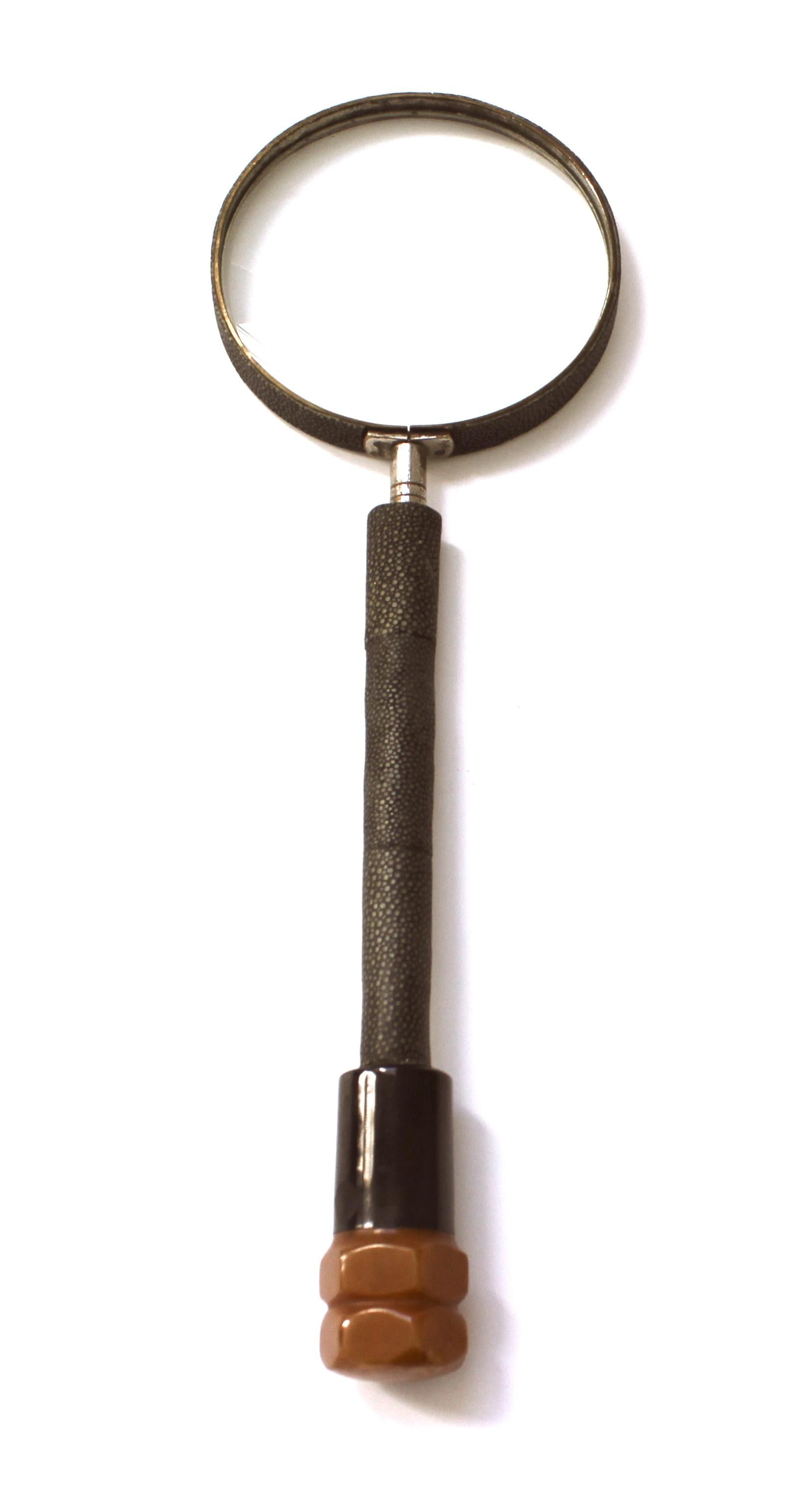 Hand-Crafted English Art Deco Shagreen Magnifying Glass