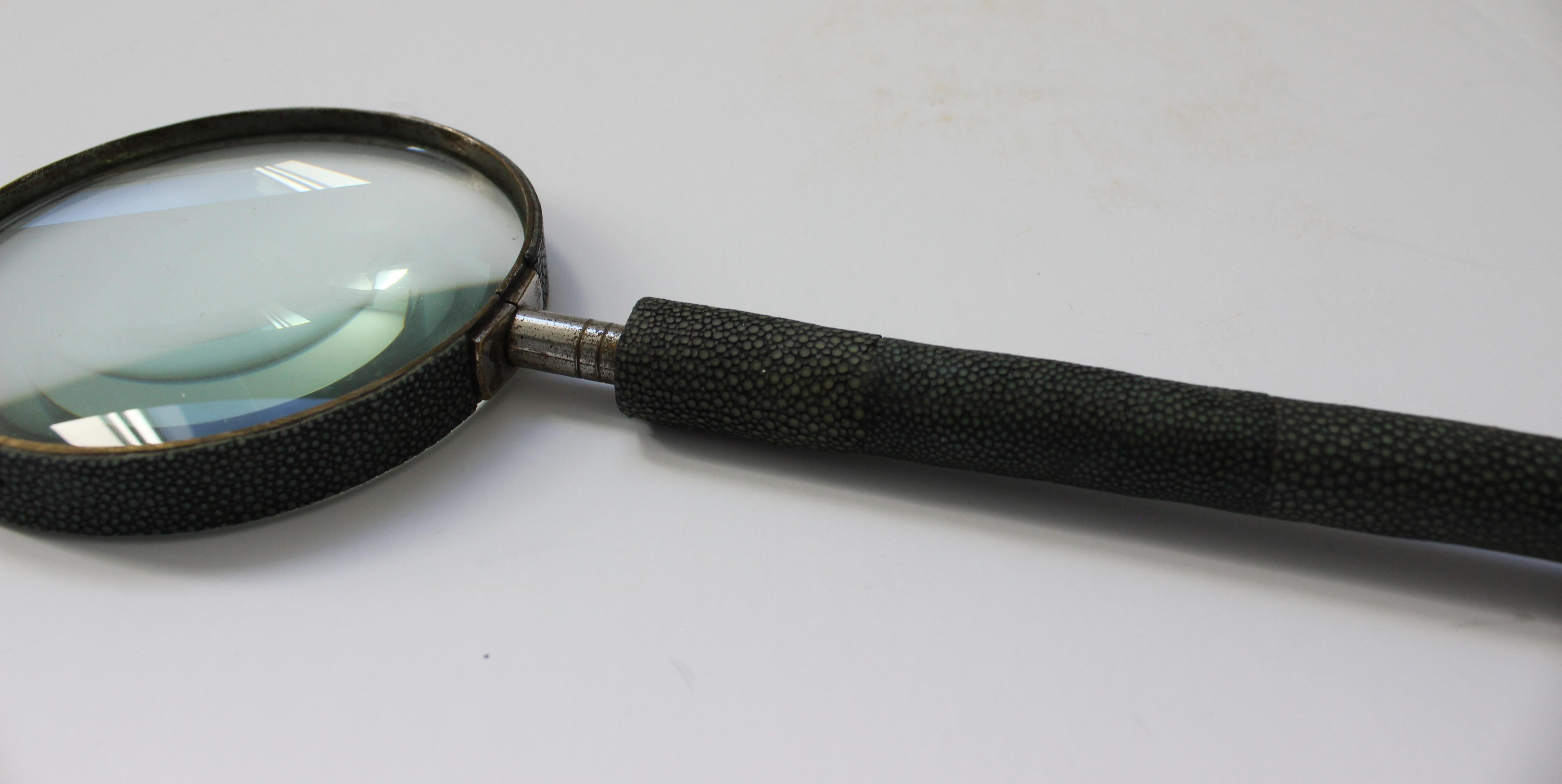 English Art Deco Shagreen Magnifying Glass 4