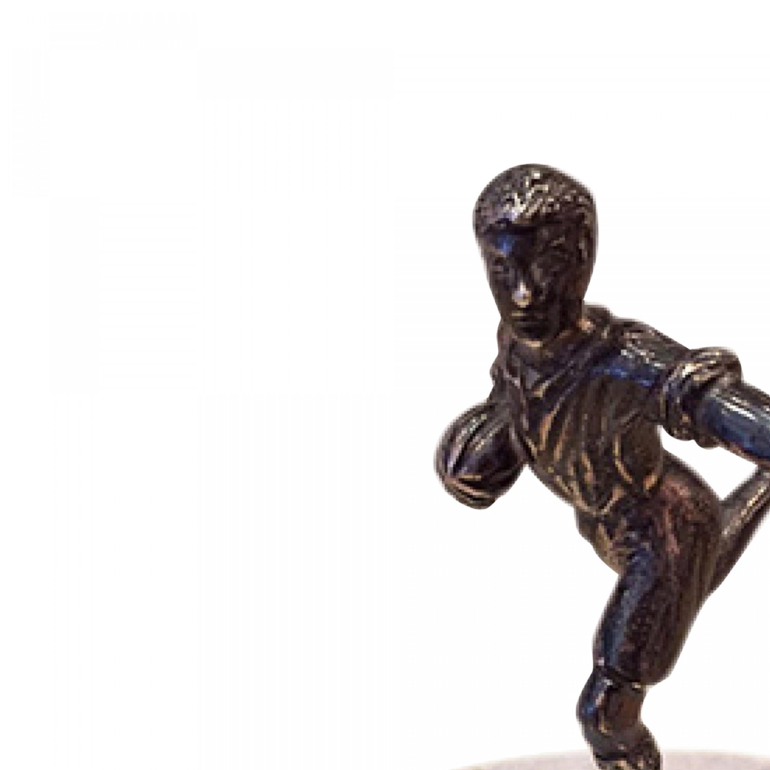 Hand-Crafted English Art Deco Silver Football Player For Sale