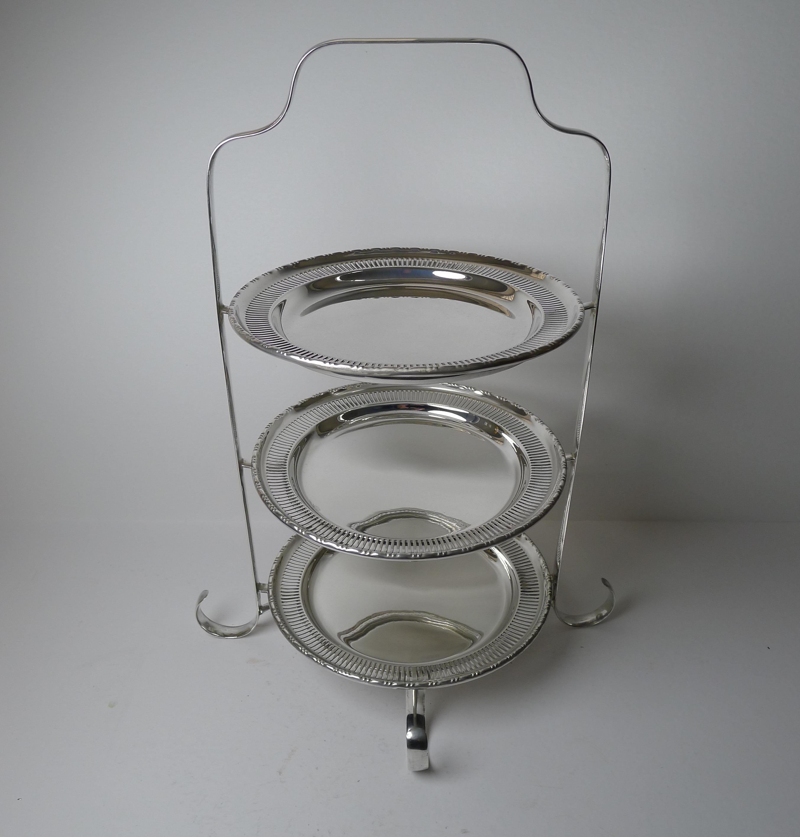 English Art Deco Silver Plated Cake Stand c.1930 1