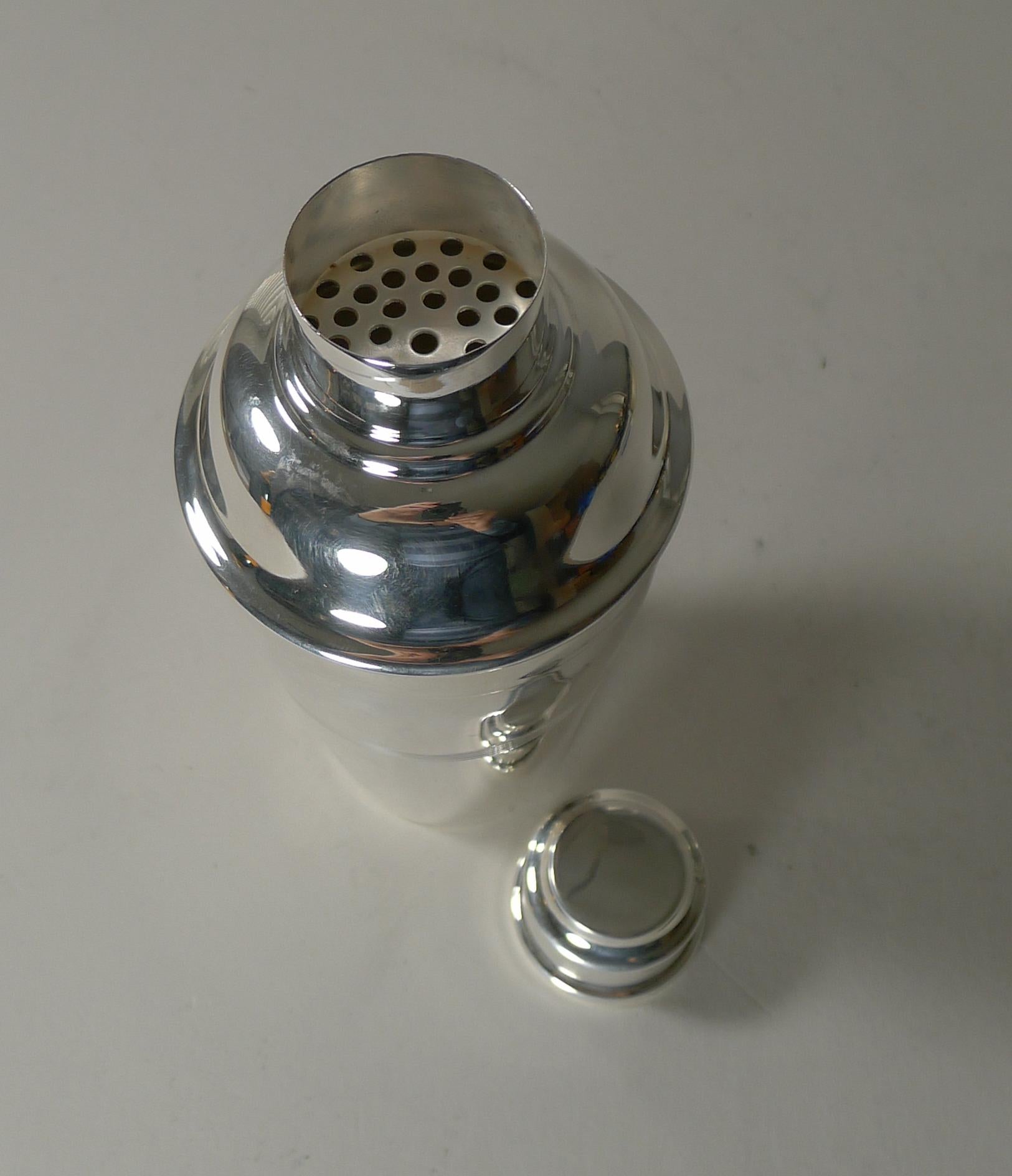 English Art Deco Silver Plated Cocktail Shaker by Elkington 2