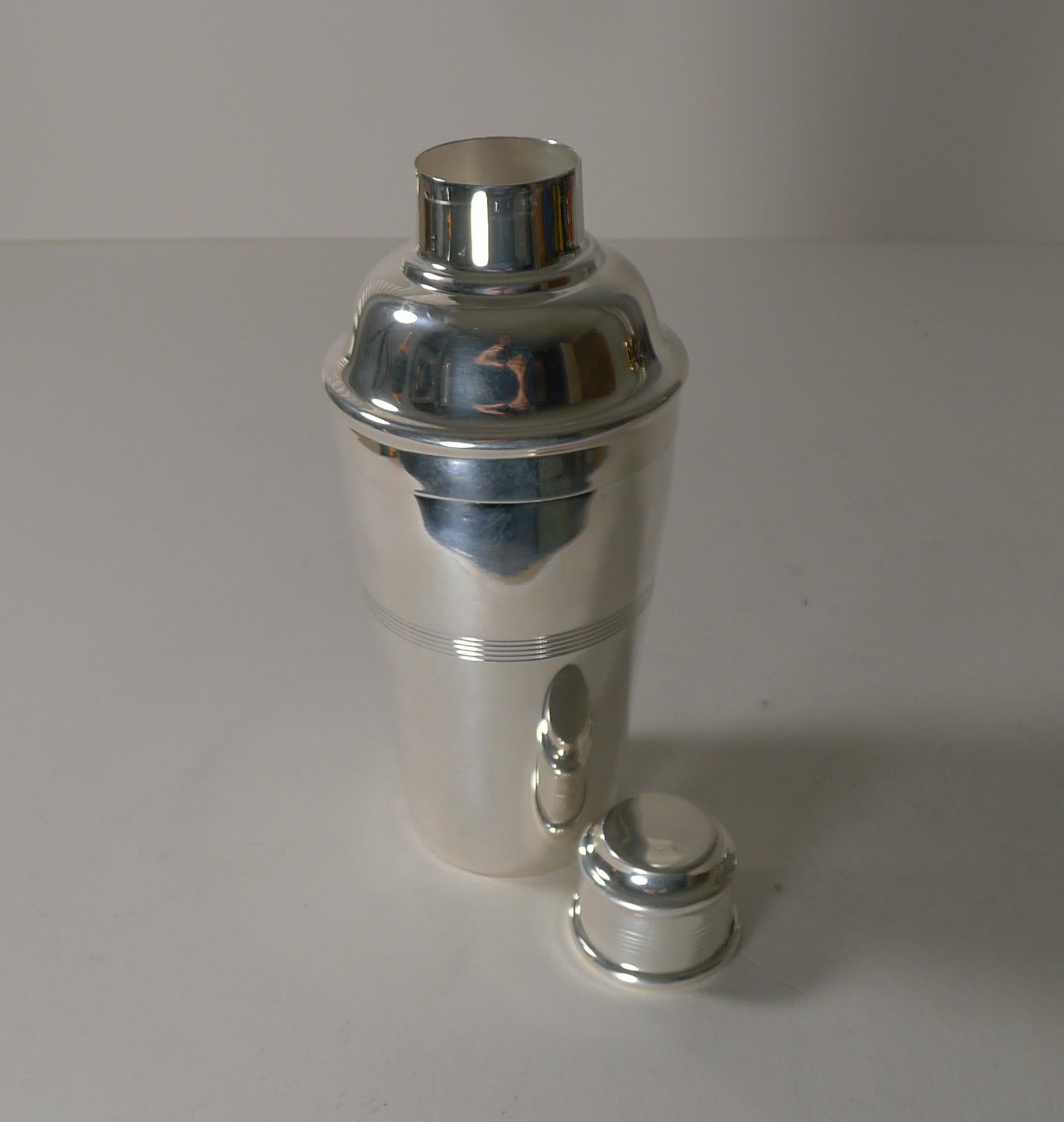 English Art Deco Silver Plated Cocktail Shaker by Elkington 3