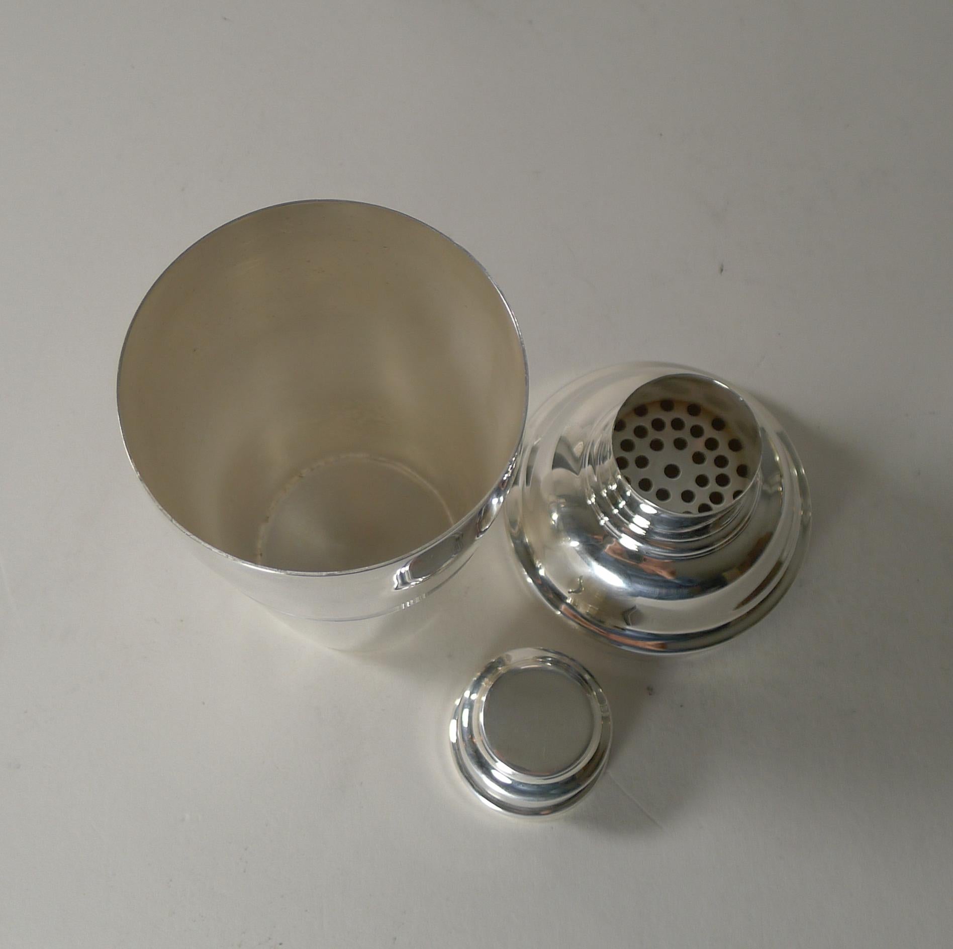 English Art Deco Silver Plated Cocktail Shaker by Elkington 4