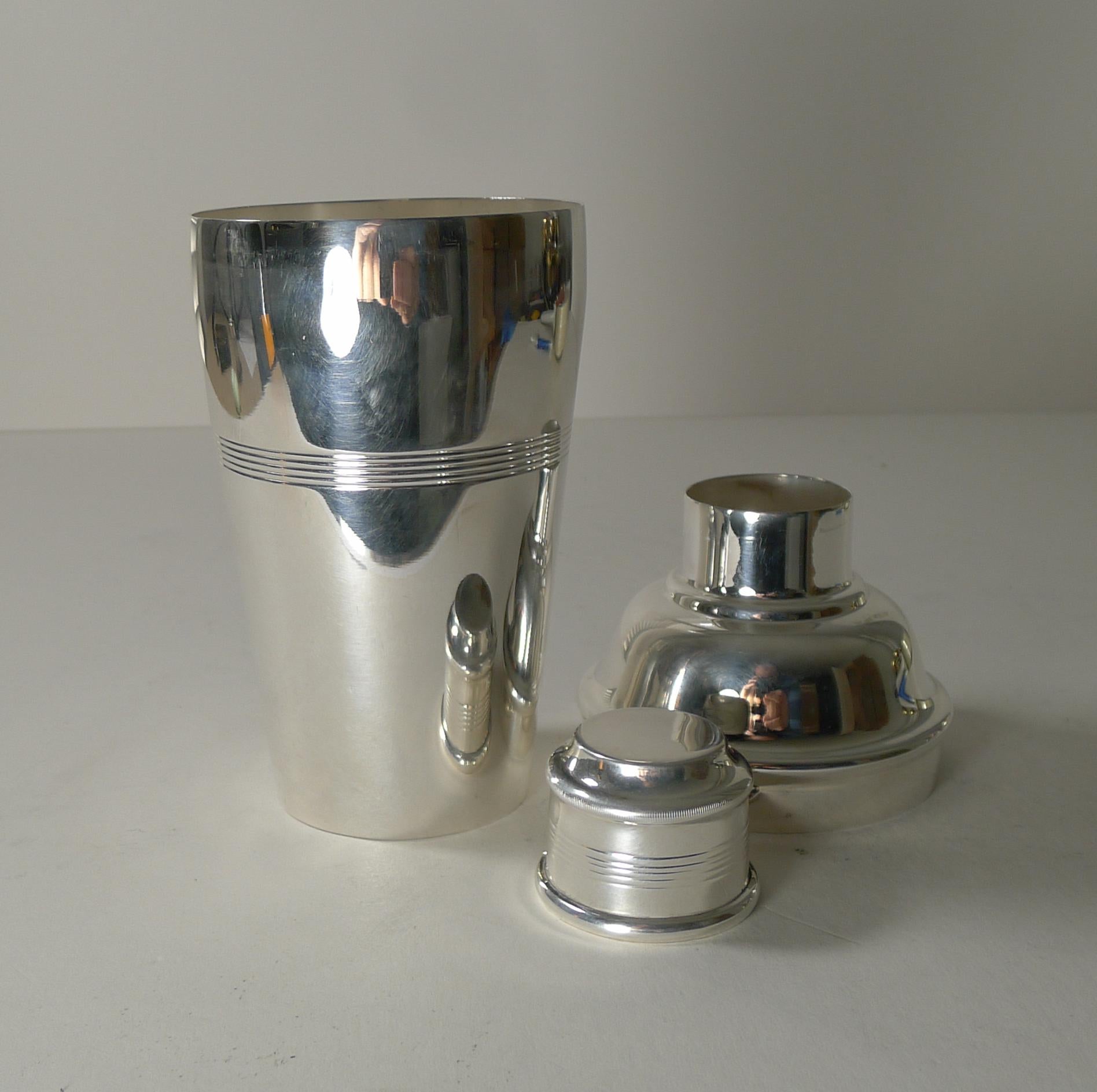 English Art Deco Silver Plated Cocktail Shaker by Elkington 5
