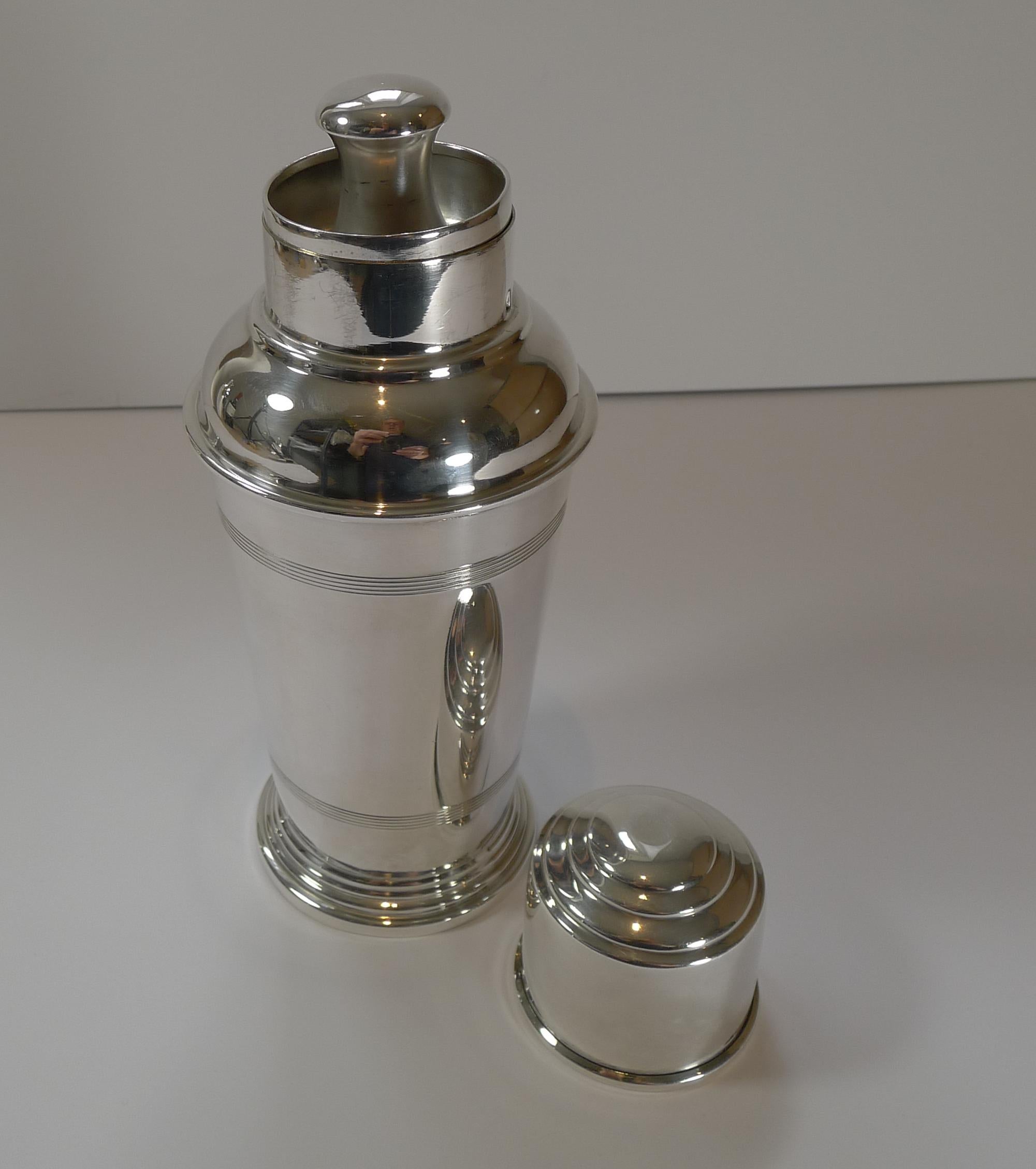 English Art Deco Silver Plated Cocktail Shaker by Frank Cobb & Co. c.1930 1