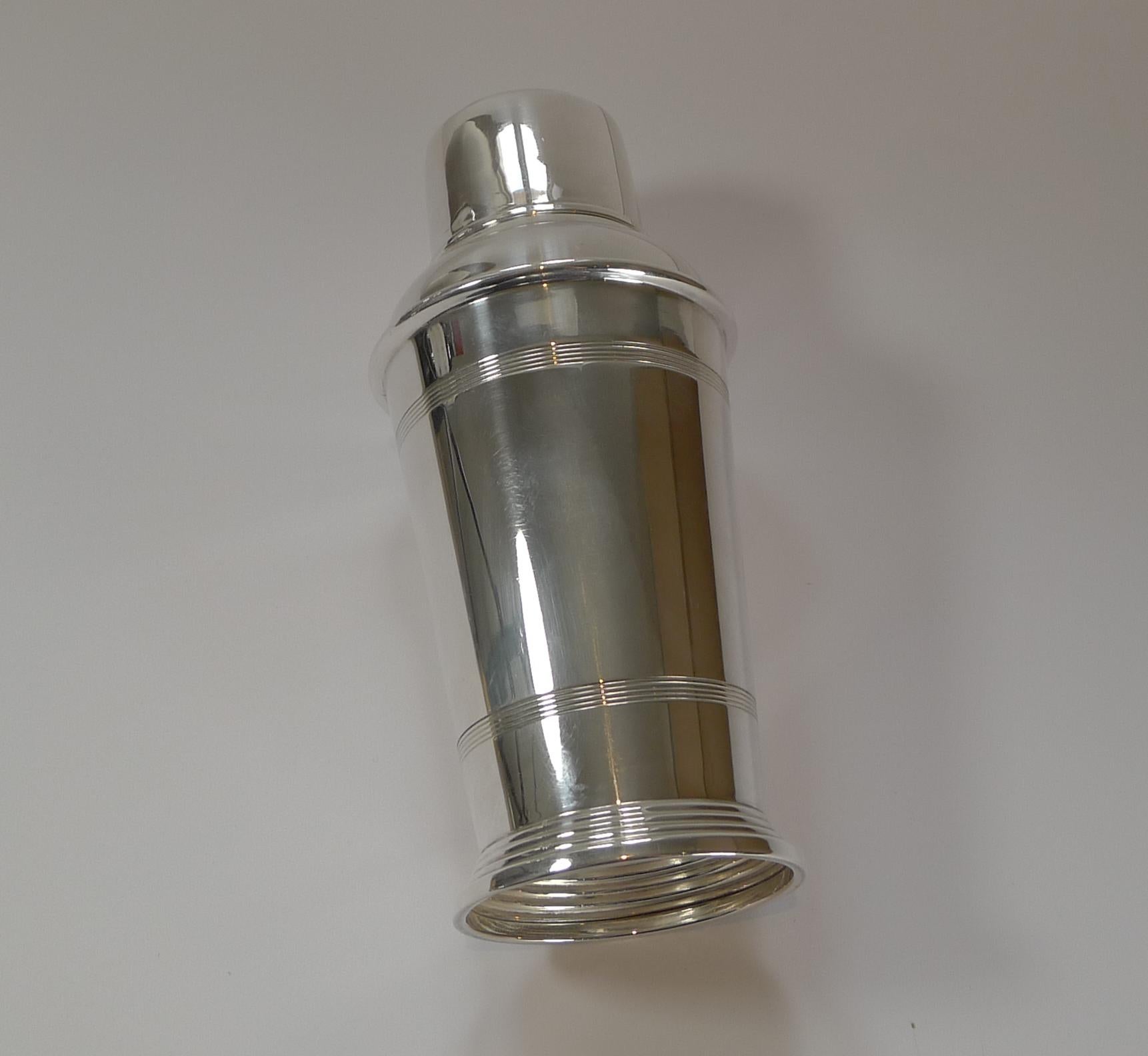 English Art Deco Silver Plated Cocktail Shaker by Frank Cobb & Co. c.1930 4