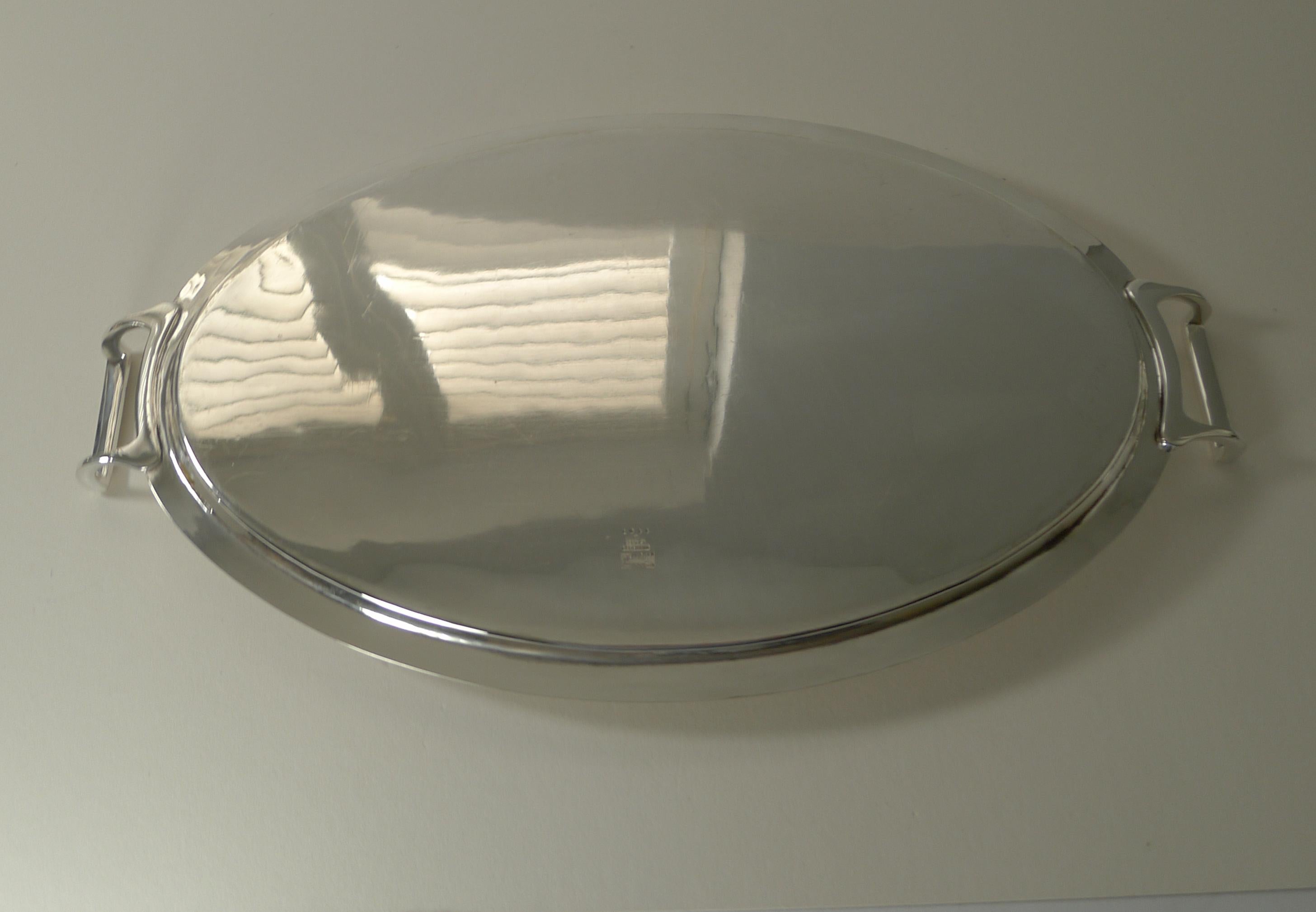 English Art Deco Silver Plated Cocktail Tray by C W Fletcher c.1940 2