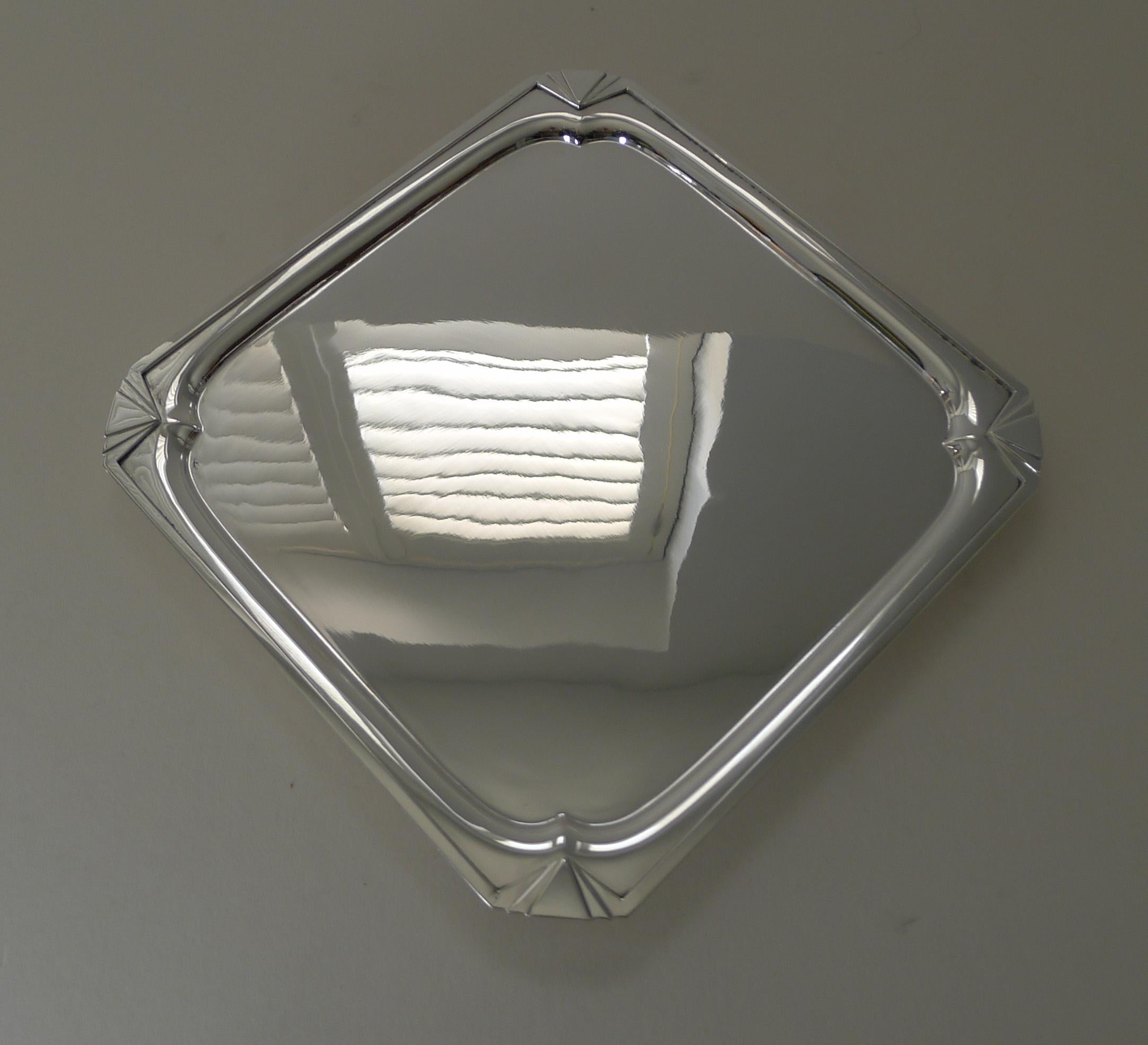 British English Art Deco Silver Plated Cocktail Tray c.1930 by John Sanderson