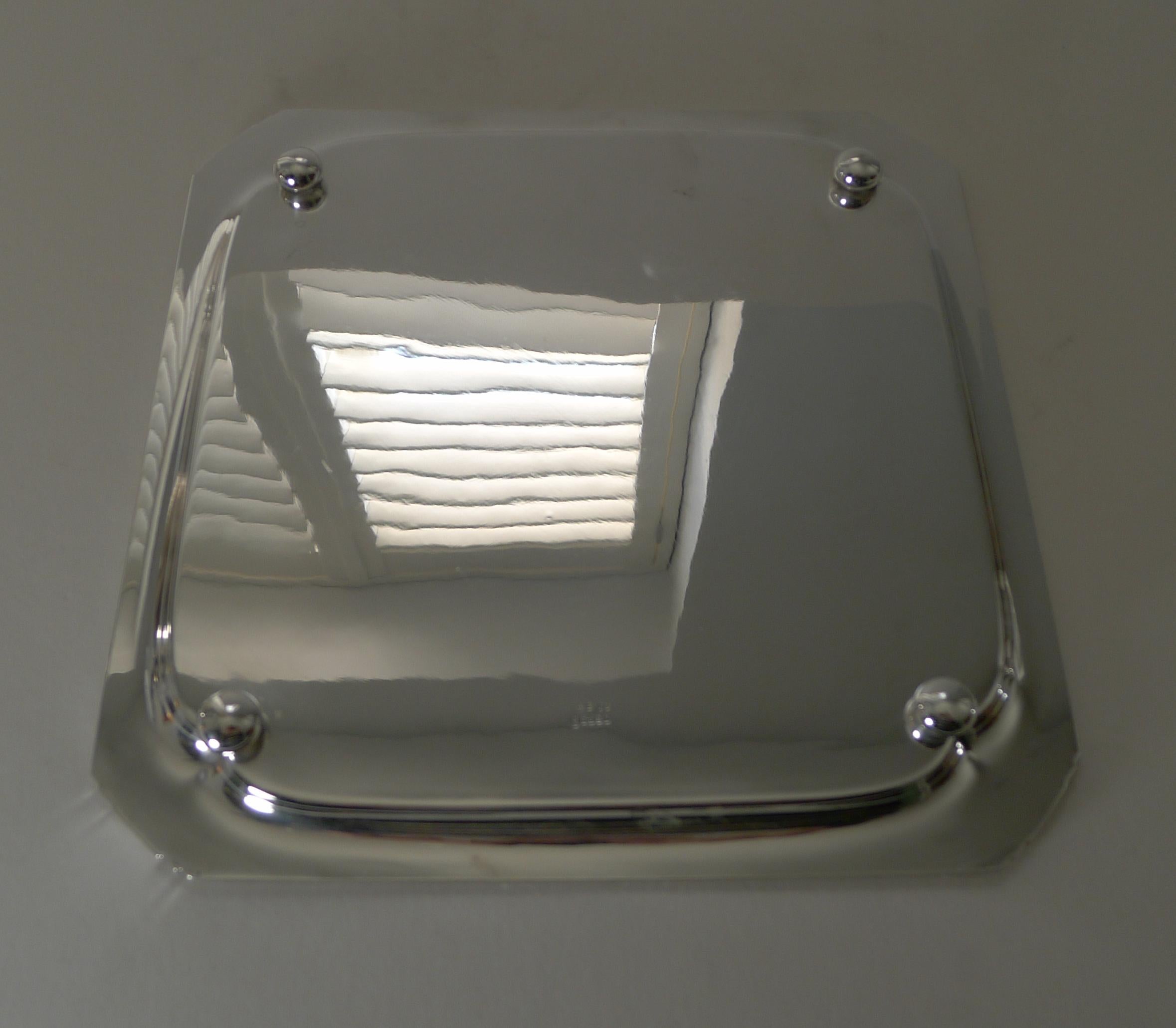 English Art Deco Silver Plated Cocktail Tray c.1930 by John Sanderson In Good Condition In Bath, GB