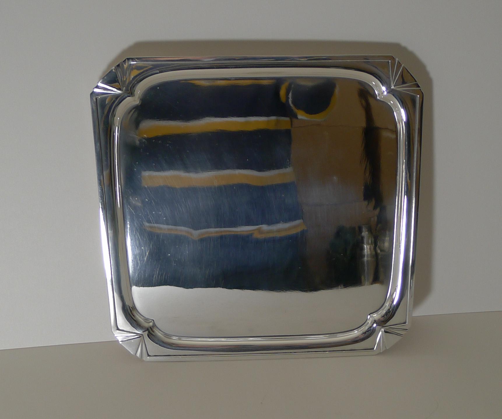 English Art Deco Silver Plated Cocktail Tray c.1930 by John Sanderson 1