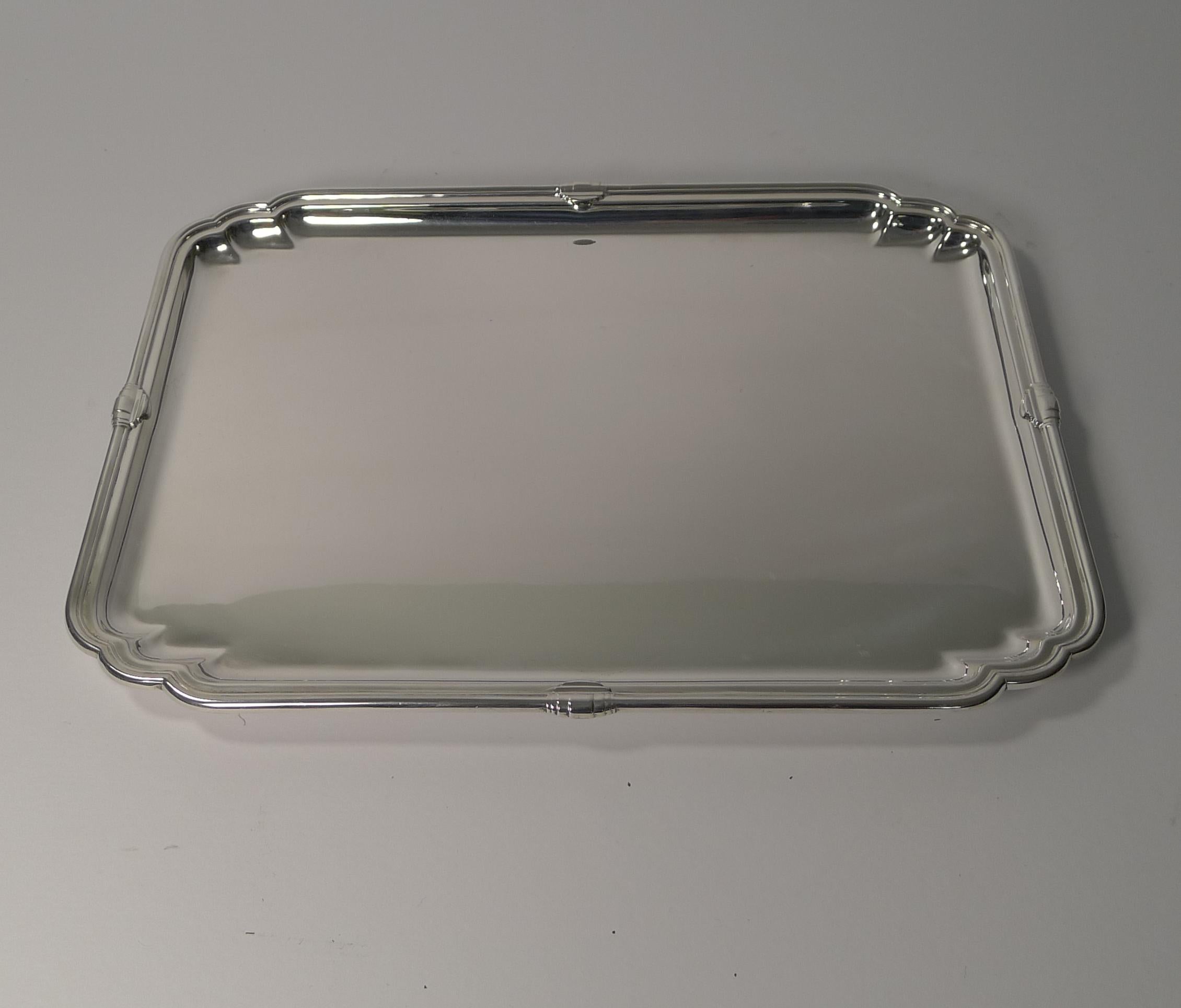 English Art Deco Silver Plated Cocktail Tray, circa 1930 2