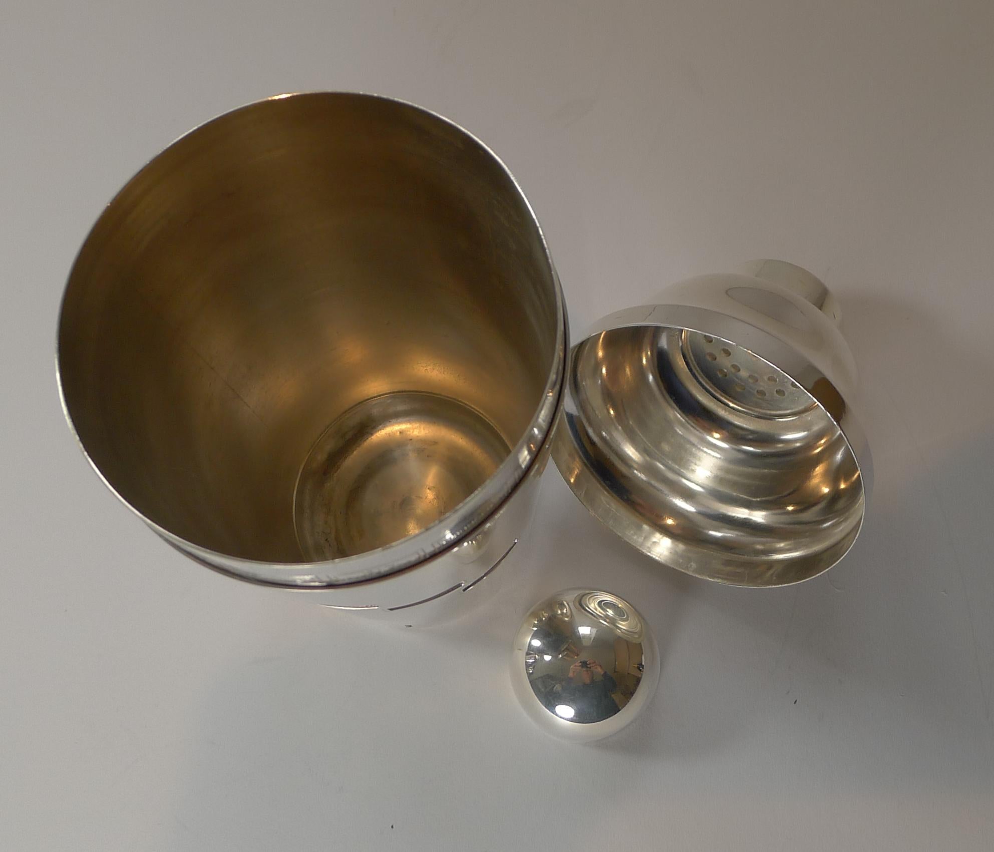 English Art Deco Silver Plated Novelty Recipe Cocktail Shaker, c.1930 6