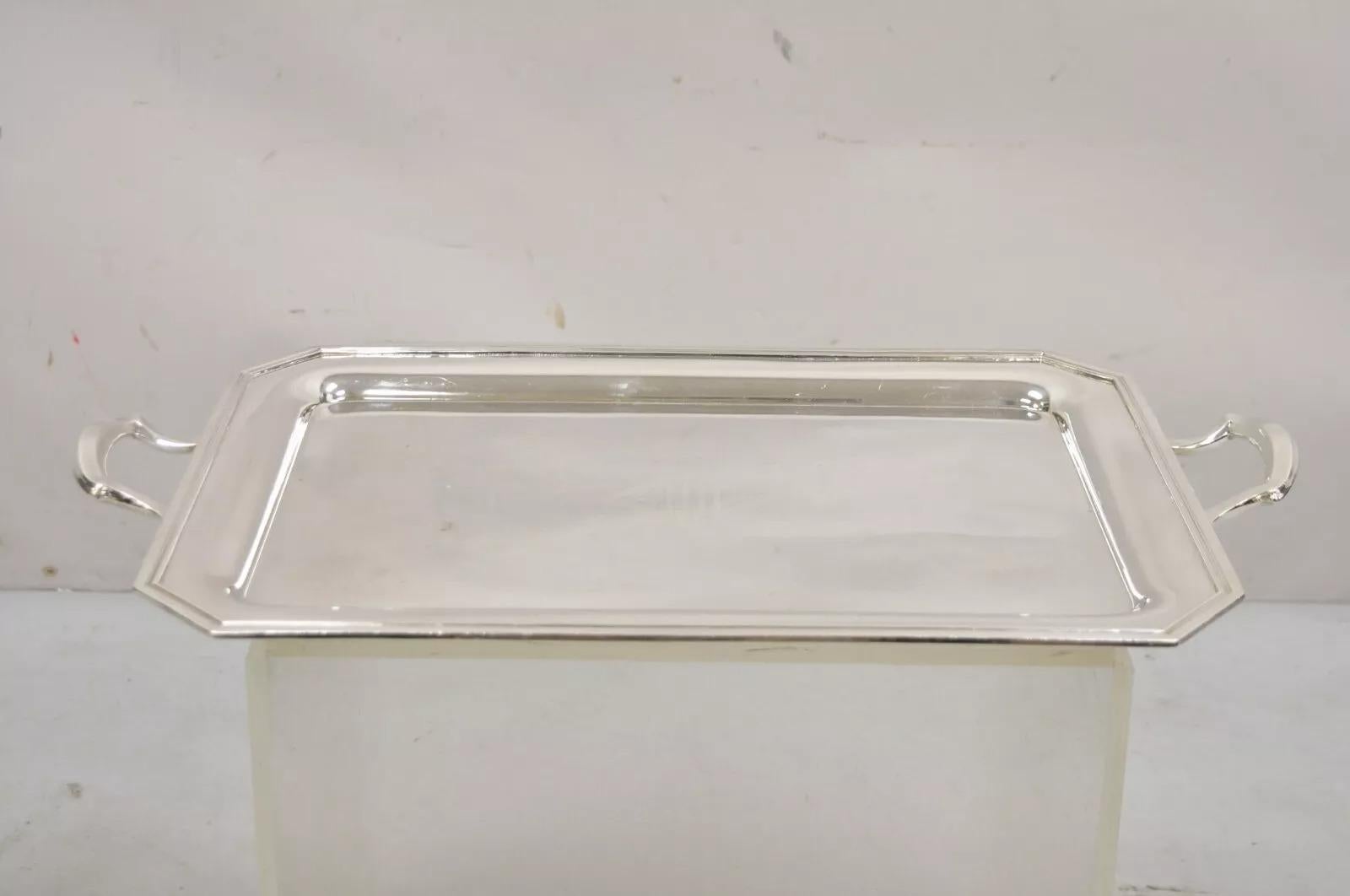 Antike englische Art Deco versilbert Twin Handle Servierplatte Tablett w / 