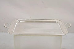 English Art Deco Silver Plated Twin Handle Serving Platter Tray w "GWB" Monogram
