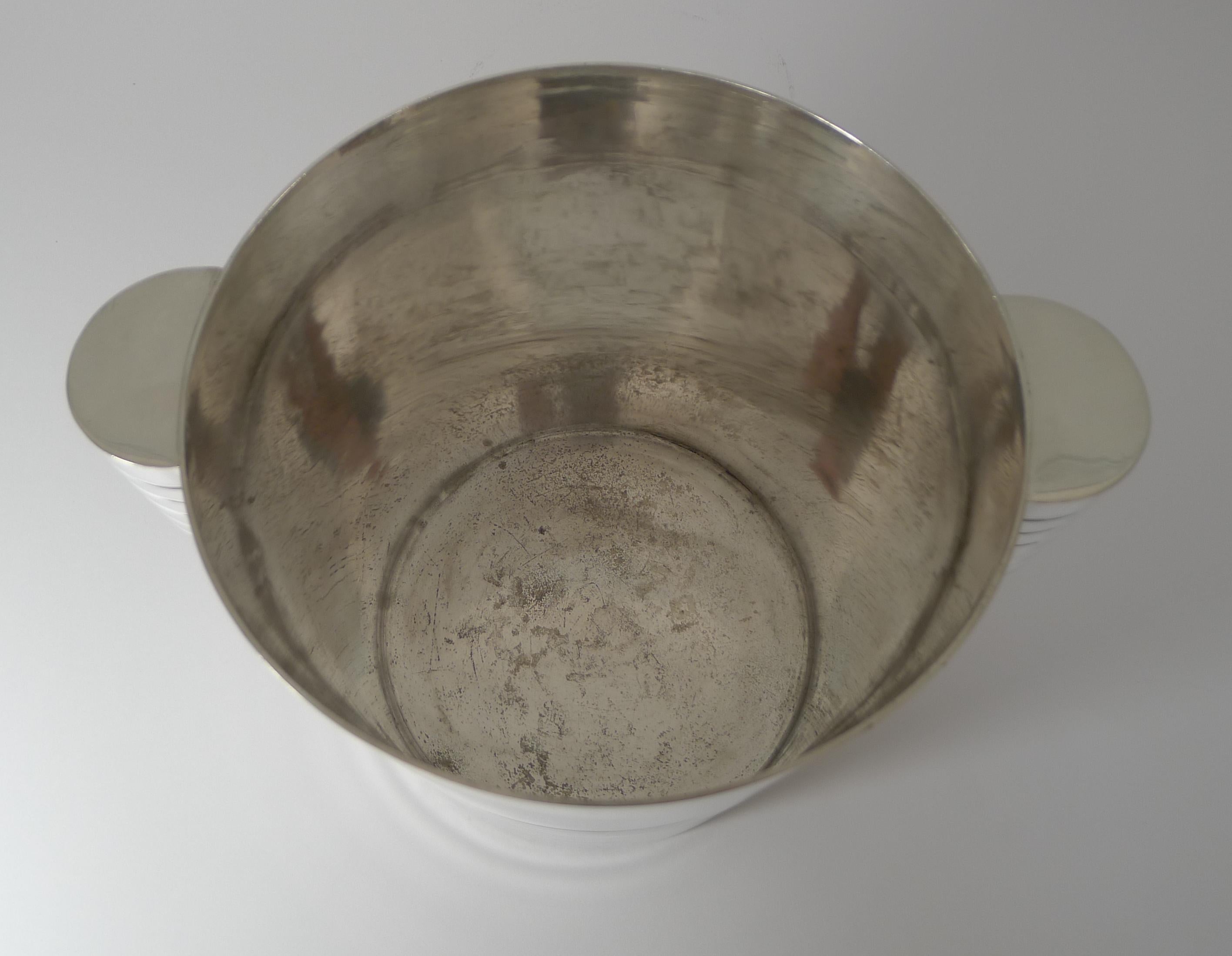 English Art Deco Silver Plated Wine Cooler or Champagne Bucket, circa 1930 3