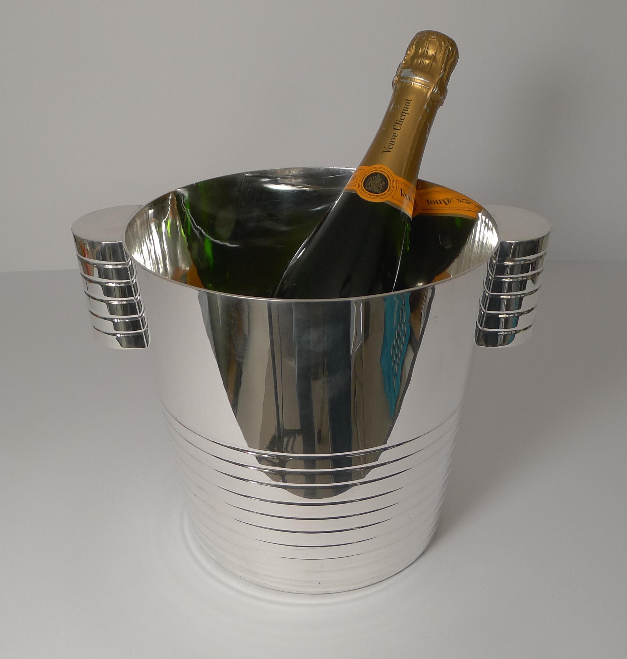 English Art Deco Silver Plated Wine Cooler or Champagne Bucket, circa 1930 4