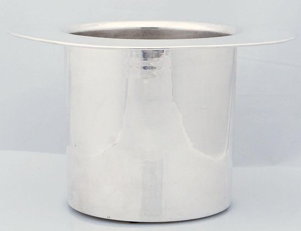 English Art Deco Silver Top Hat Champagne Bucket or Cooler by Mappin and Webb For Sale 3