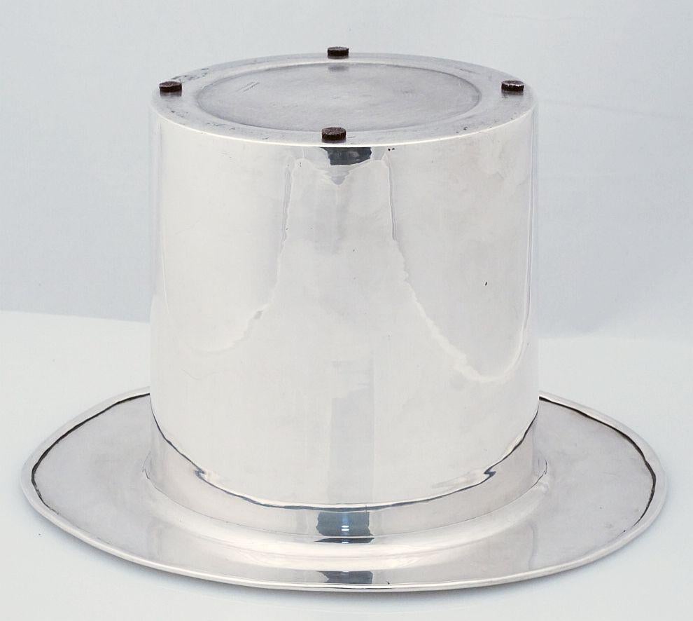English Art Deco Silver Top Hat Champagne Bucket or Cooler by Mappin and Webb For Sale 4