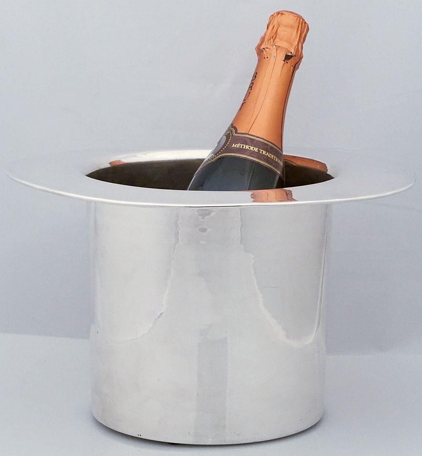 Anglais Seau à champagne ou rafraîchisseur à chapeau en argent Art déco anglais par Mappin and Webb en vente