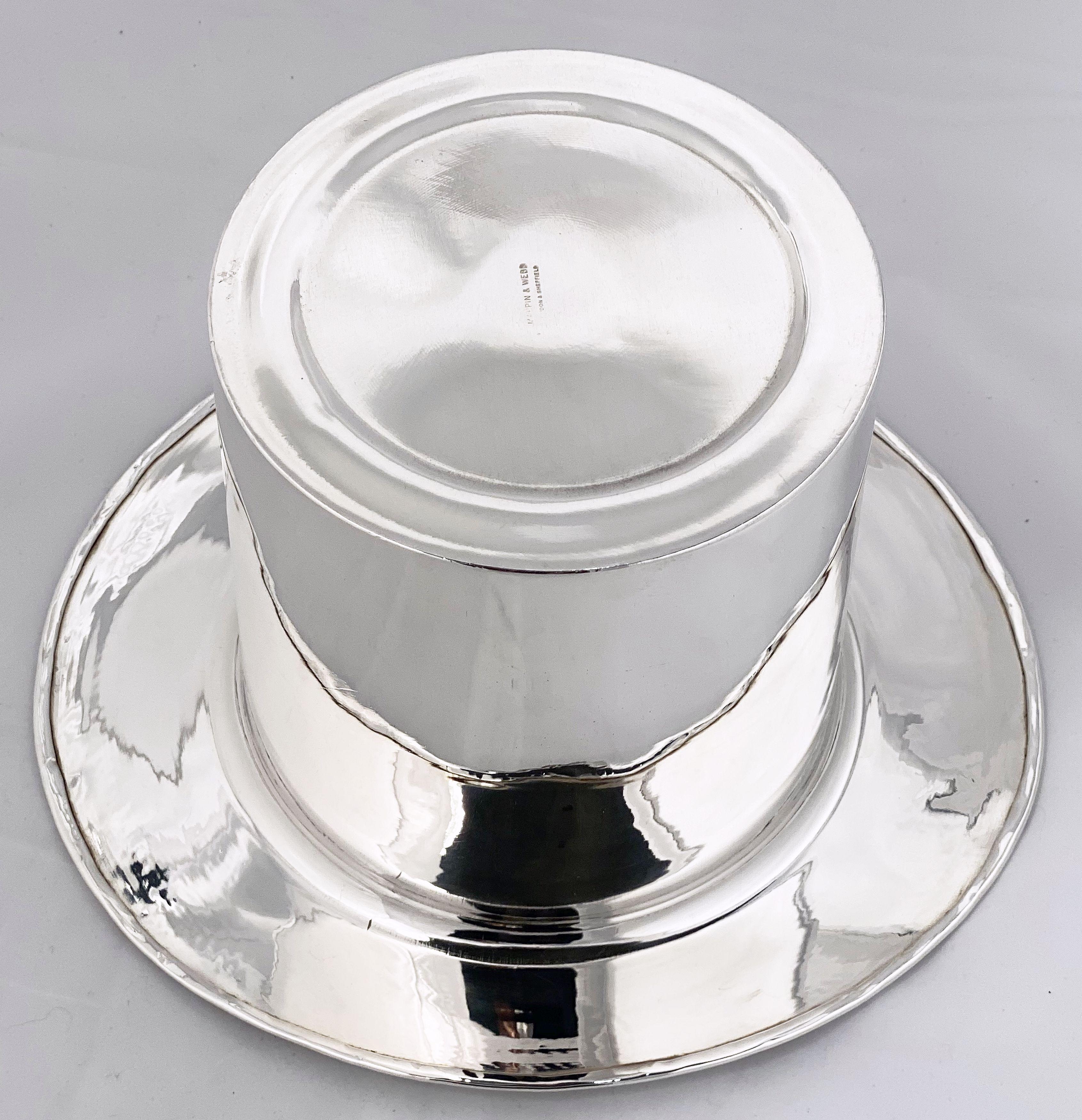 English Art Deco Silver Top Hat Champagne Bucket or Cooler by Mappin and Webb In Good Condition In Austin, TX
