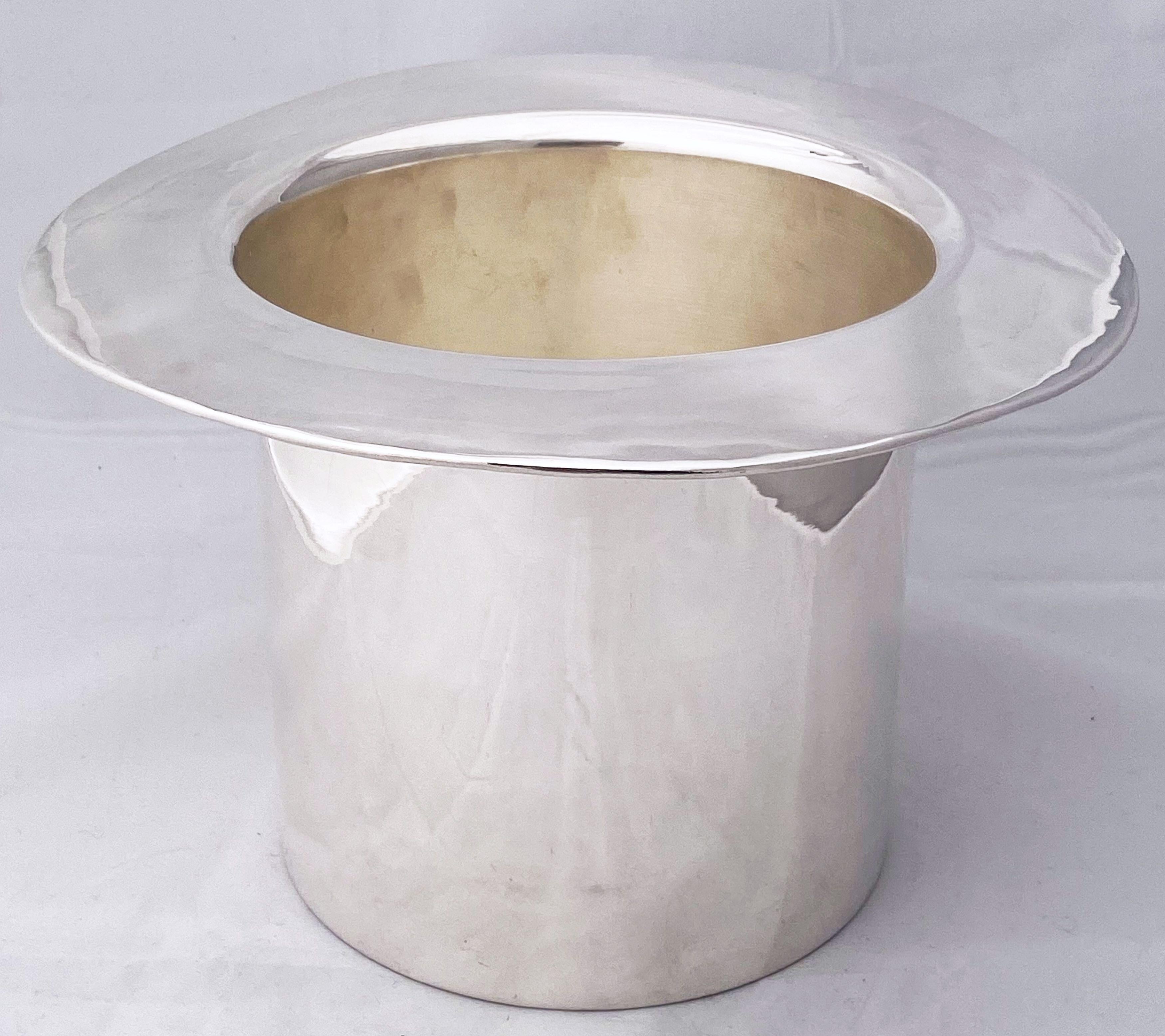 English Art Deco Silver Top Hat Champagne Bucket or Cooler by Mappin and Webb 1