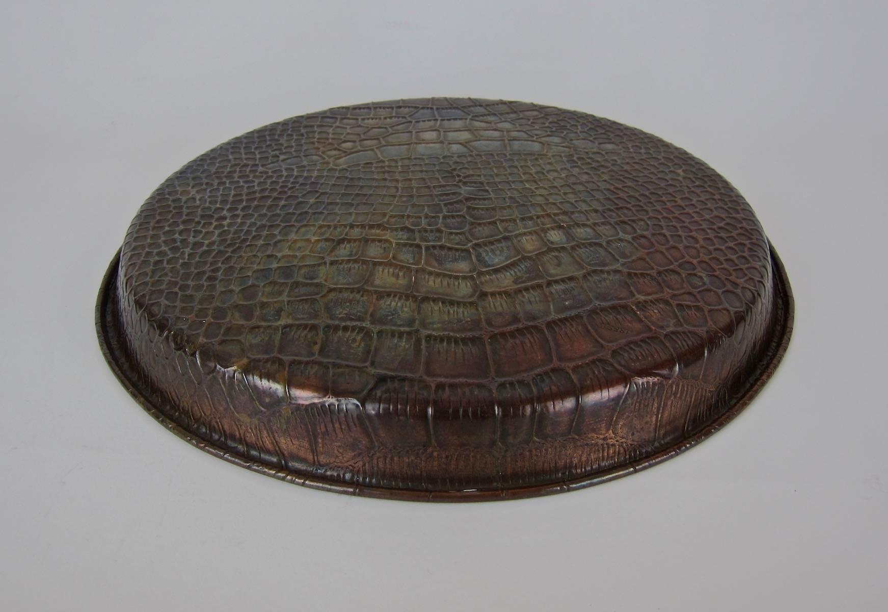 Arts and Crafts English Art Deco Snakeskin Copper Serving Tray from Joseph Sankey & Sons