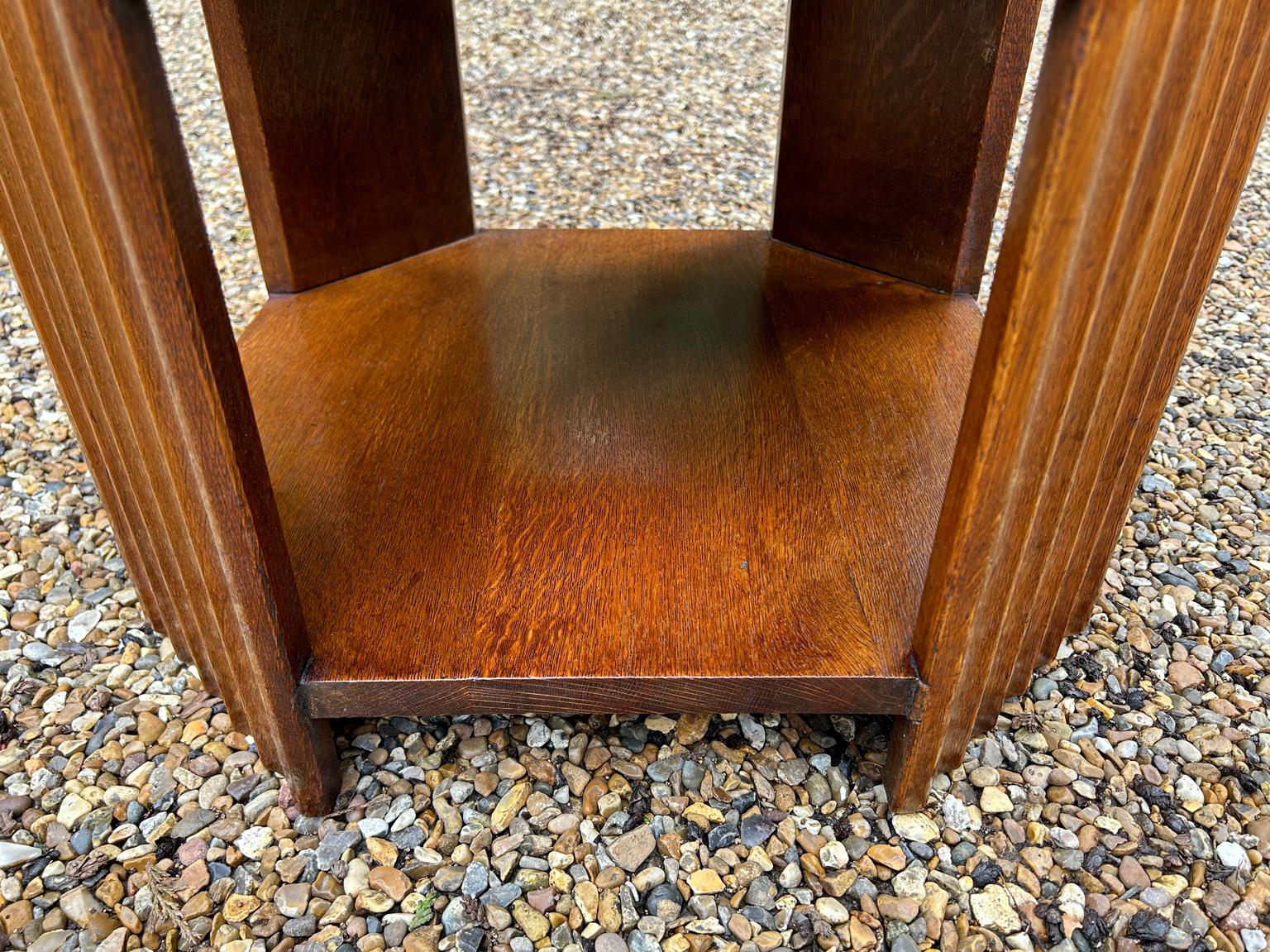 English Art Deco Solid Oak Octagonal Book / Coffee Table For Sale 5