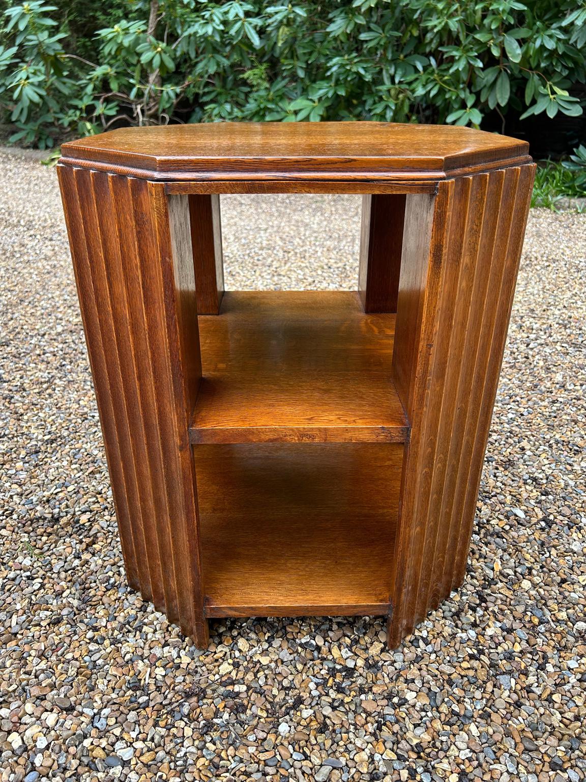 English Art Deco Solid Oak Octagonal Book / Coffee Table For Sale 1