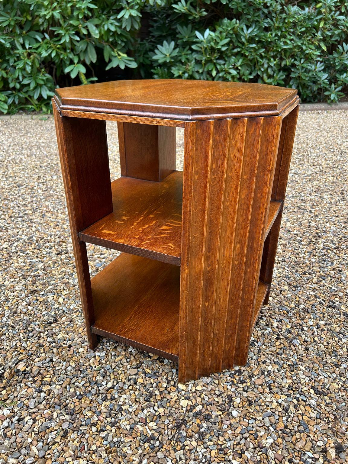 English Art Deco Solid Oak Octagonal Book / Coffee Table For Sale 2