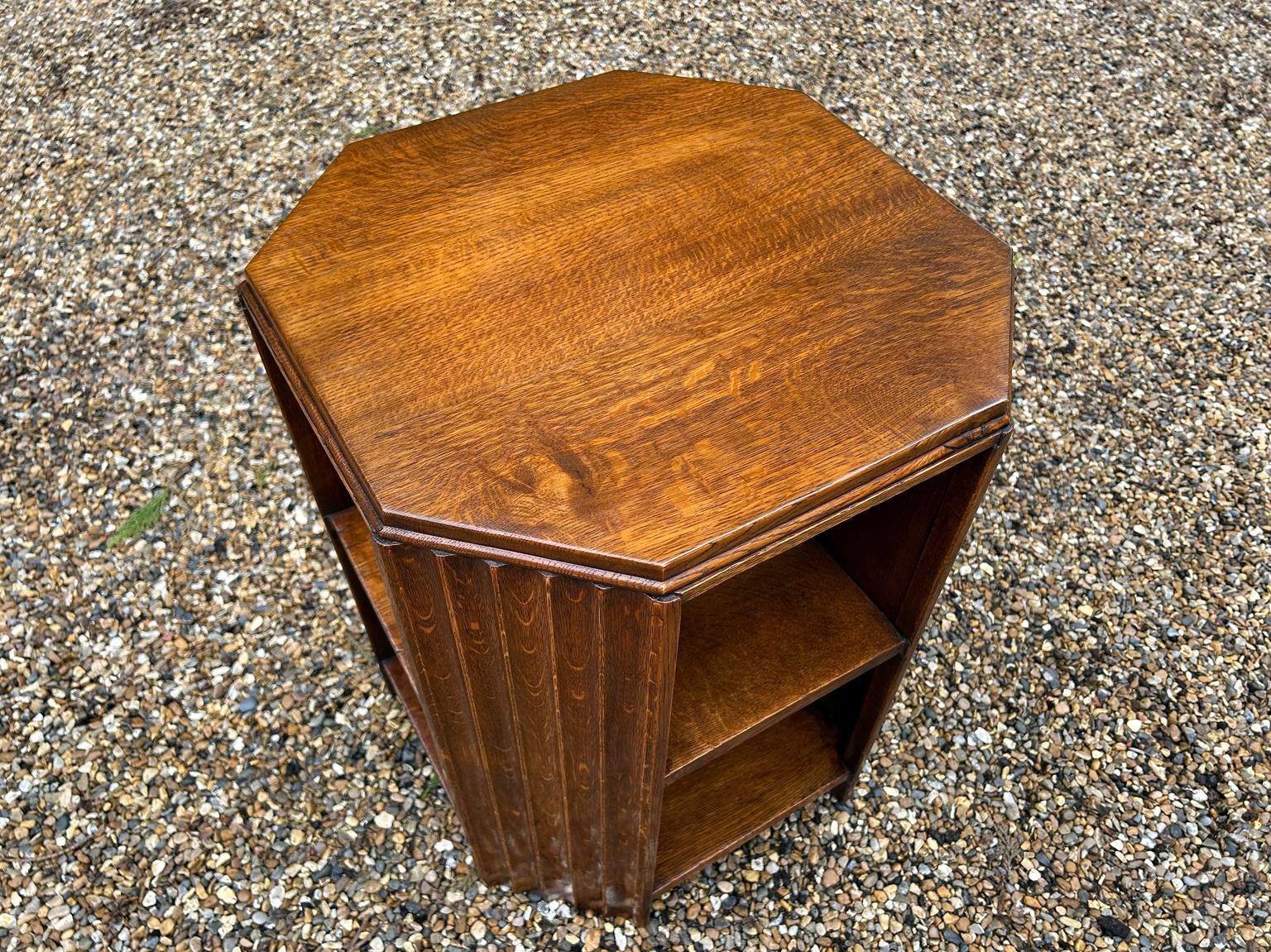English Art Deco Solid Oak Octagonal Book / Coffee Table For Sale 3