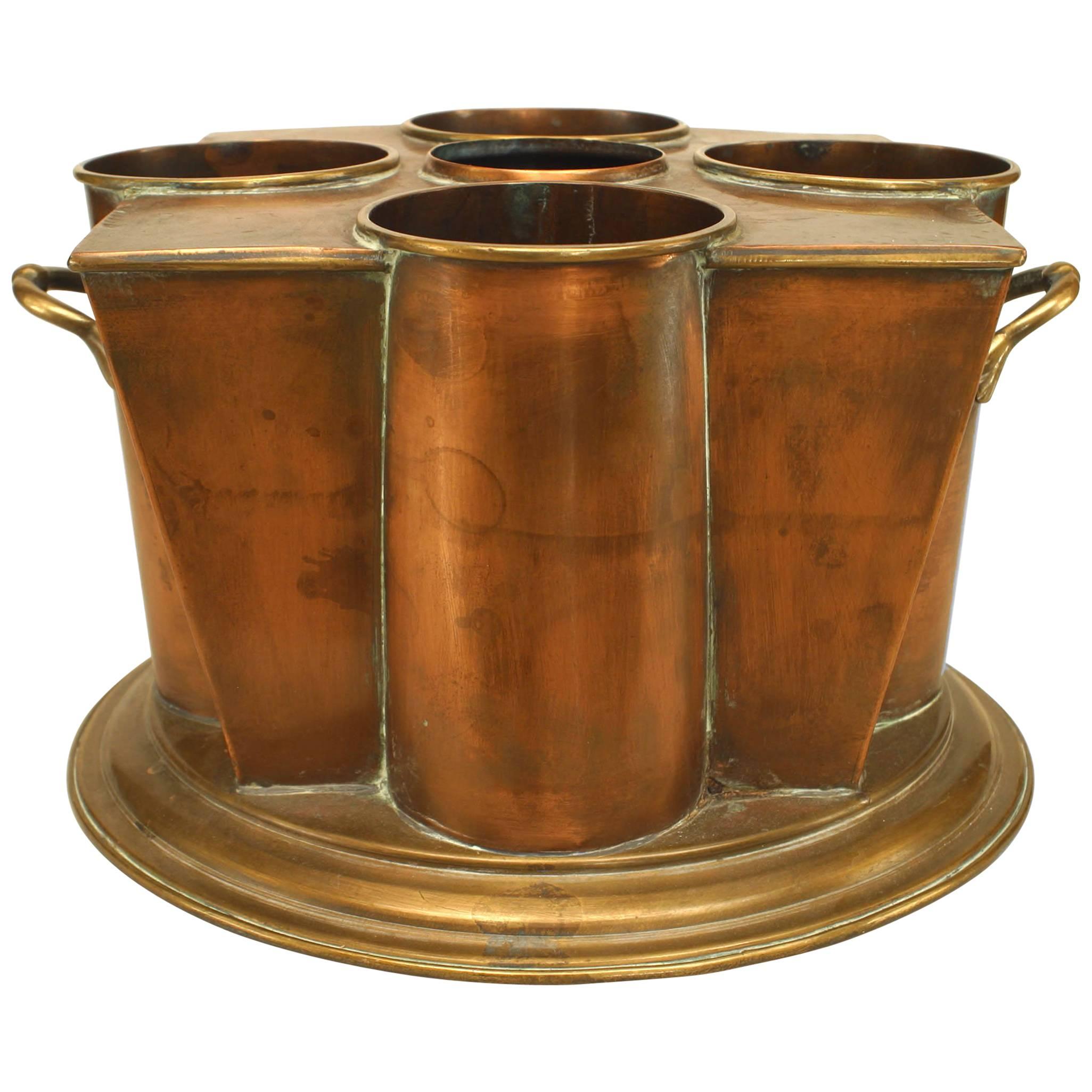 Art Deco Tapered Copper Wine Cooler For Sale
